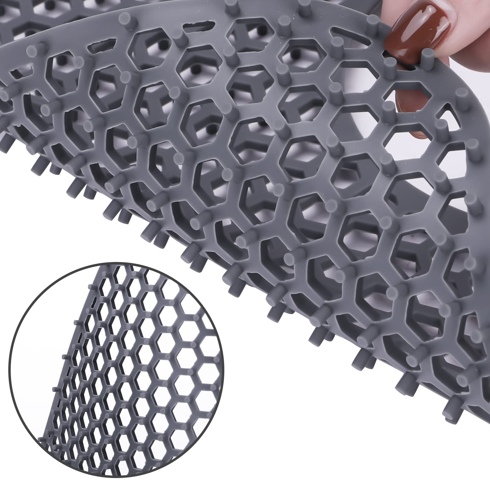 Longfite Sink Protector Mats 2 Pcs Silicone Kitchen Sink Mat Draining Heat Proof Mat With Rear Center Drain (Rear Drain)