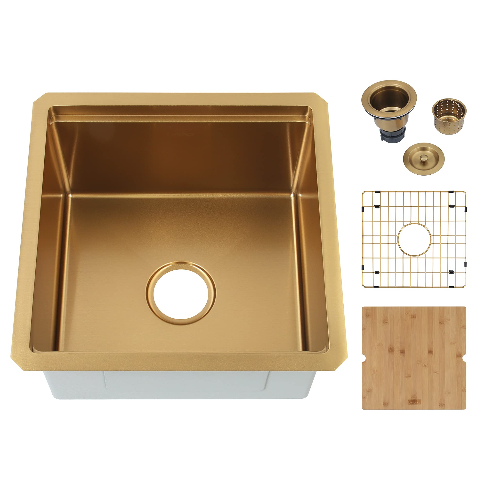Lonsince Bar Sink,Stainless Steel Gold Bar Sink Undermount,18 inch Bar Prep Sink