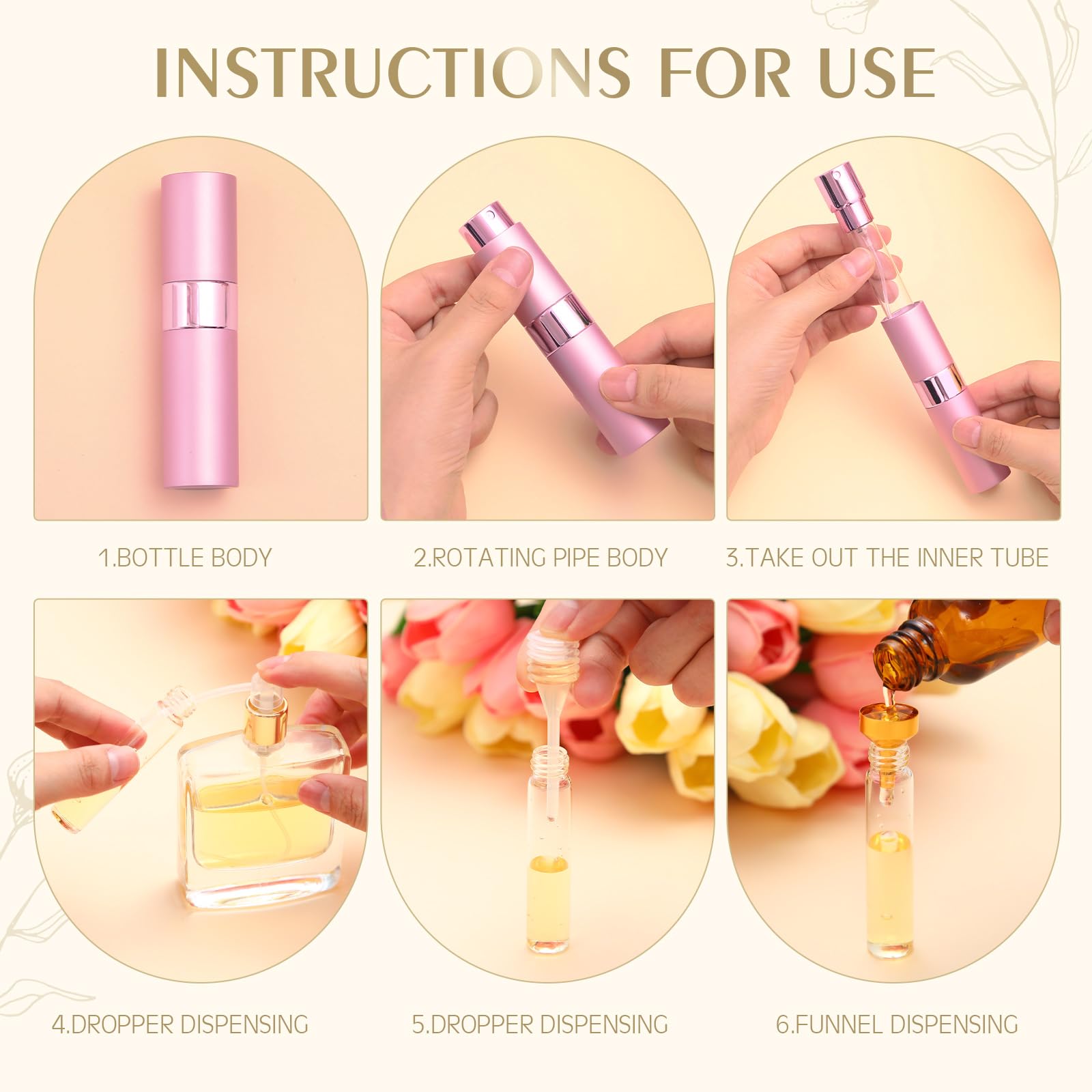 Honeydak 16 Pcs 8 Ml Atomizer Perfume Spray Bottle For Travel Refillable Mini Empty Cologne Dispenser, Portable Sprayer With Ind