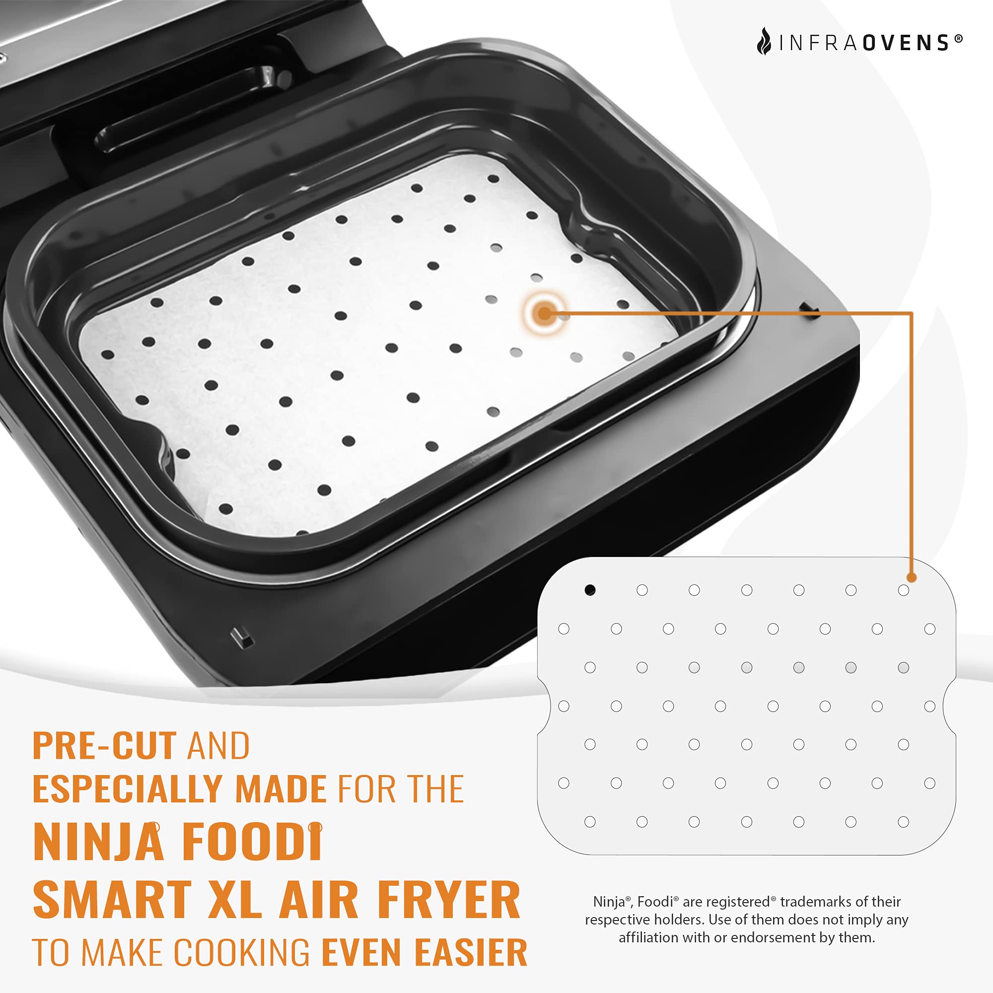 Infraovens Air Fryer Parchment Paper Liners For Ninja Foodi Xl Smart Fg551 6-In-1 Indoor Grill, Ninja Foodi Accessories, Air Fry