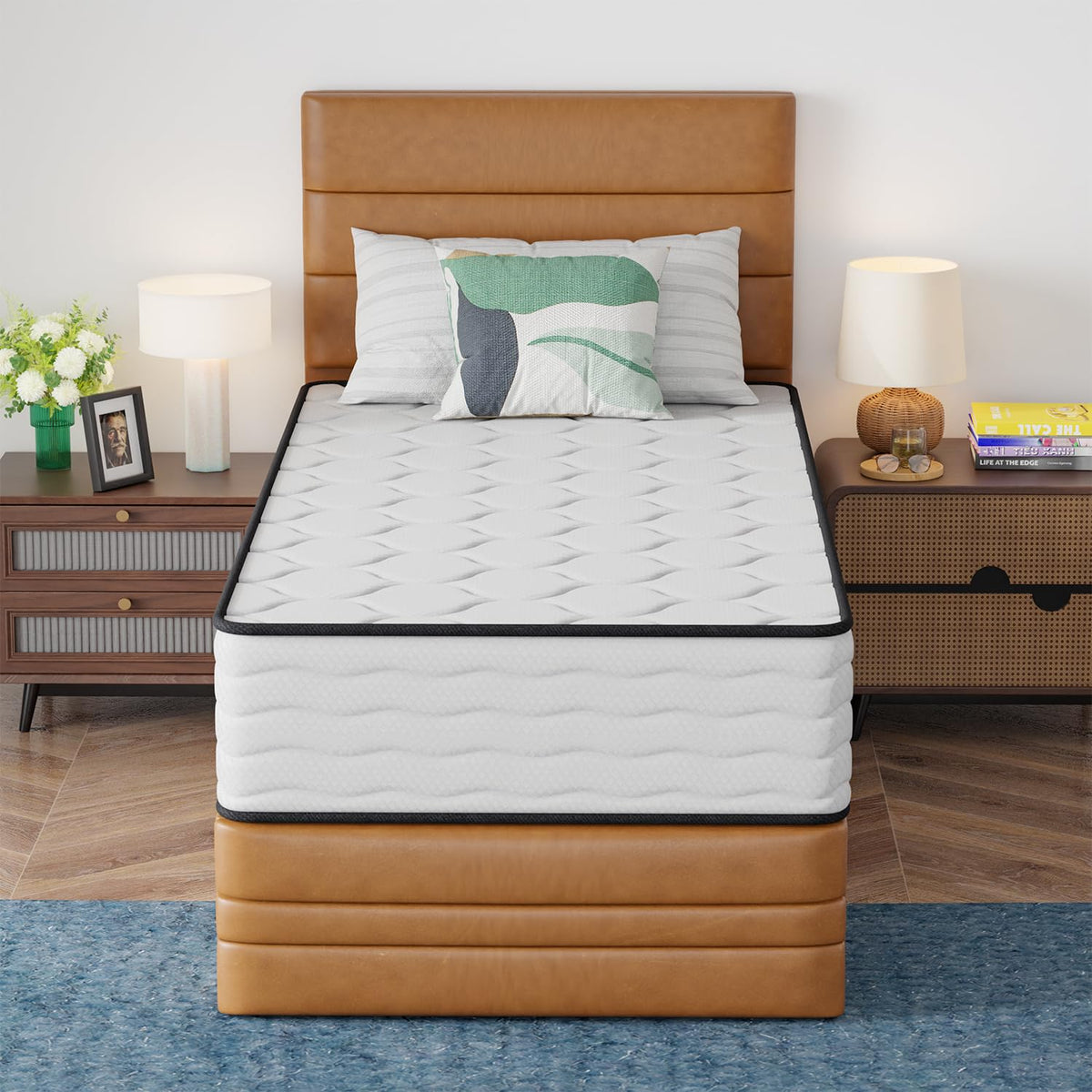 Paylesshere 12 Inch Innerspring Mattress In A Box With Bamboo Charcoal Gel Memory Foam Fiberglass Free Certipur-Us Certified Med