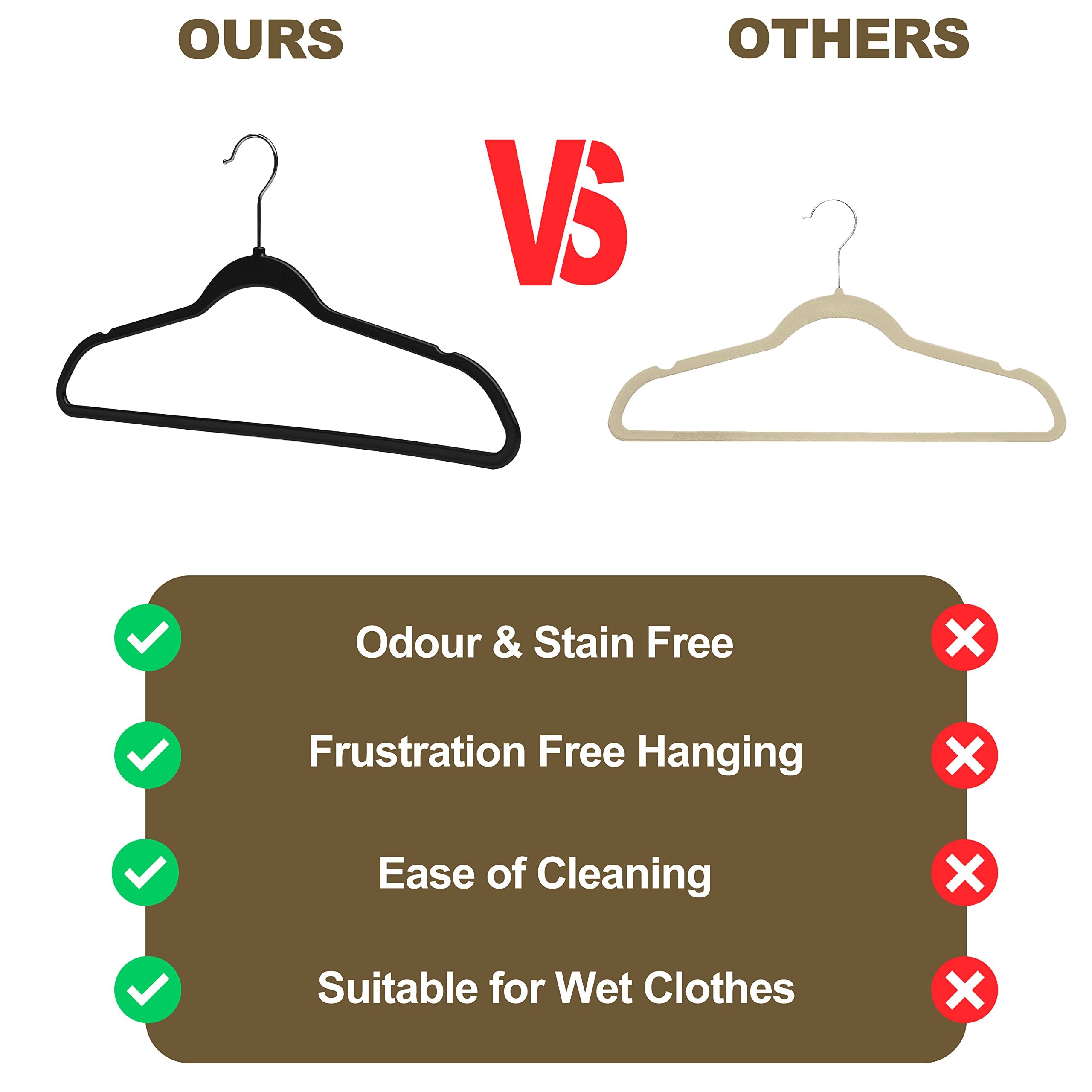 Quality Hangers 50 Pack Slim Plastic Hangers for Clothes - Heavy Duty Non-Velvet Hangers with 360? Swivel Chrome Hook & Non Slip Notches - Ideal for Dresses Coats Shirts Jackets & More - Black