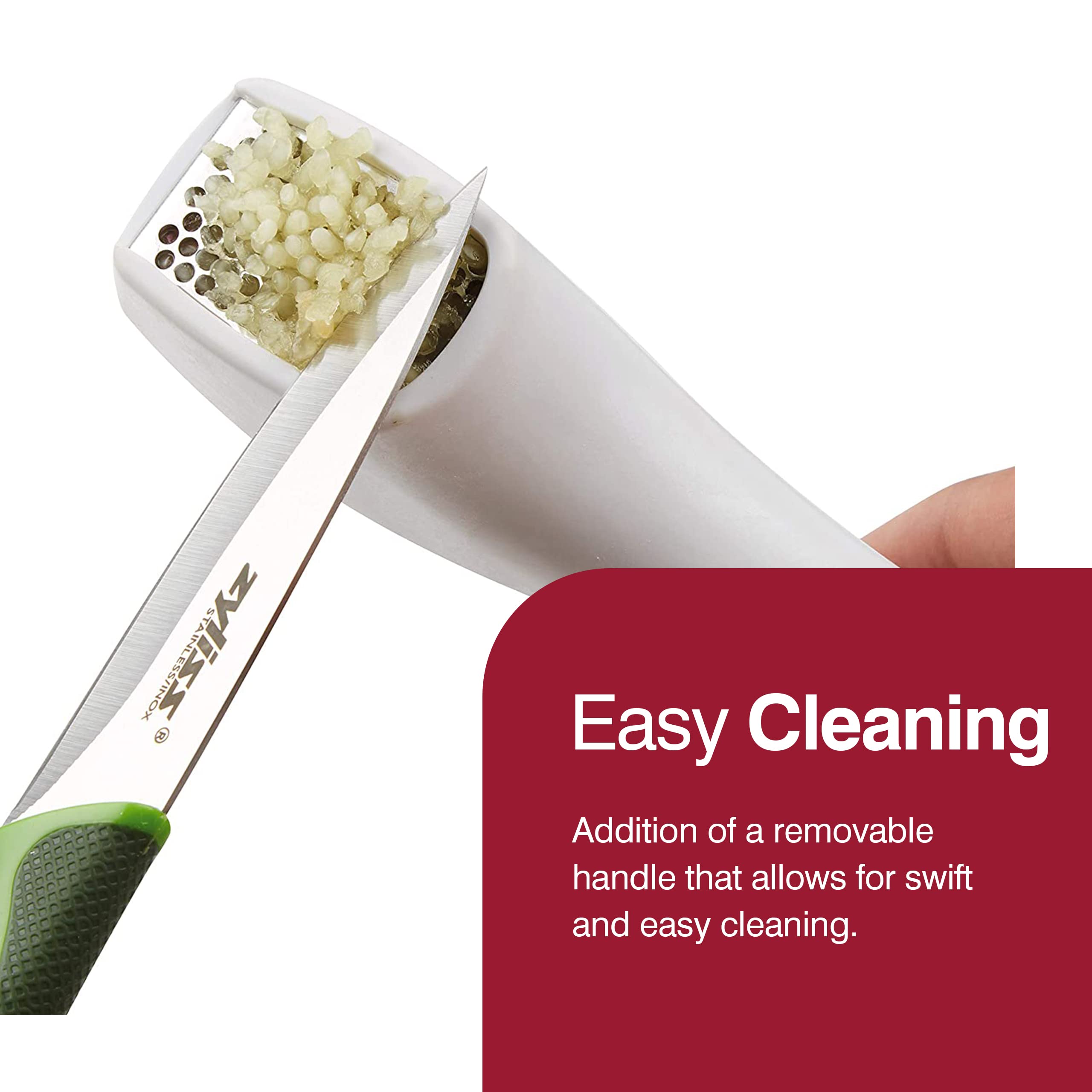 Zyliss Easy Clean Garlic Press - Lightweight Mincer & Crusher - Medium - White/Grey - Model E960006U