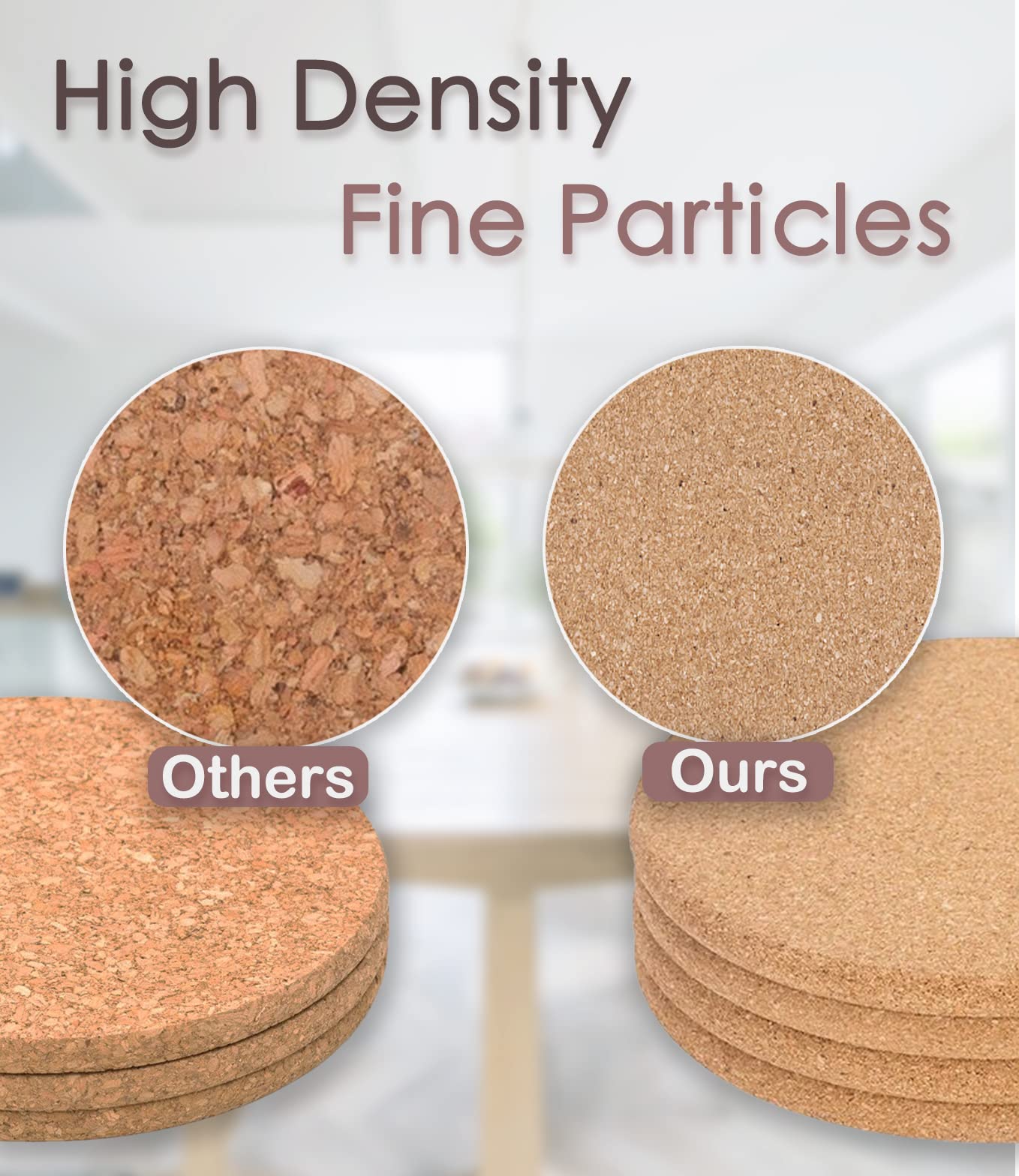 Kitlab Cork Trivet, High Density Fine Particle Thick Cork Trivets For Hot Dishes, 8 Inch Heat Resistant Cork Coaster, Cork Place