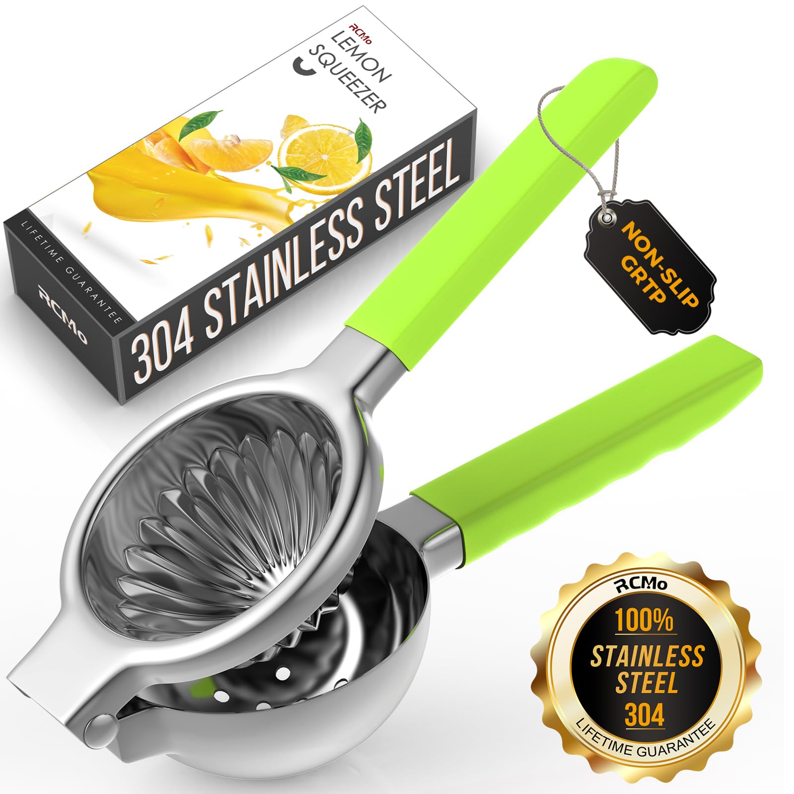 Rcmo Lemon Squeezer Stainless Steel - Premium Quality, Heavy Duty Solid Metal Squeezer Bowl - Large Manual Citrus Press Juicer A