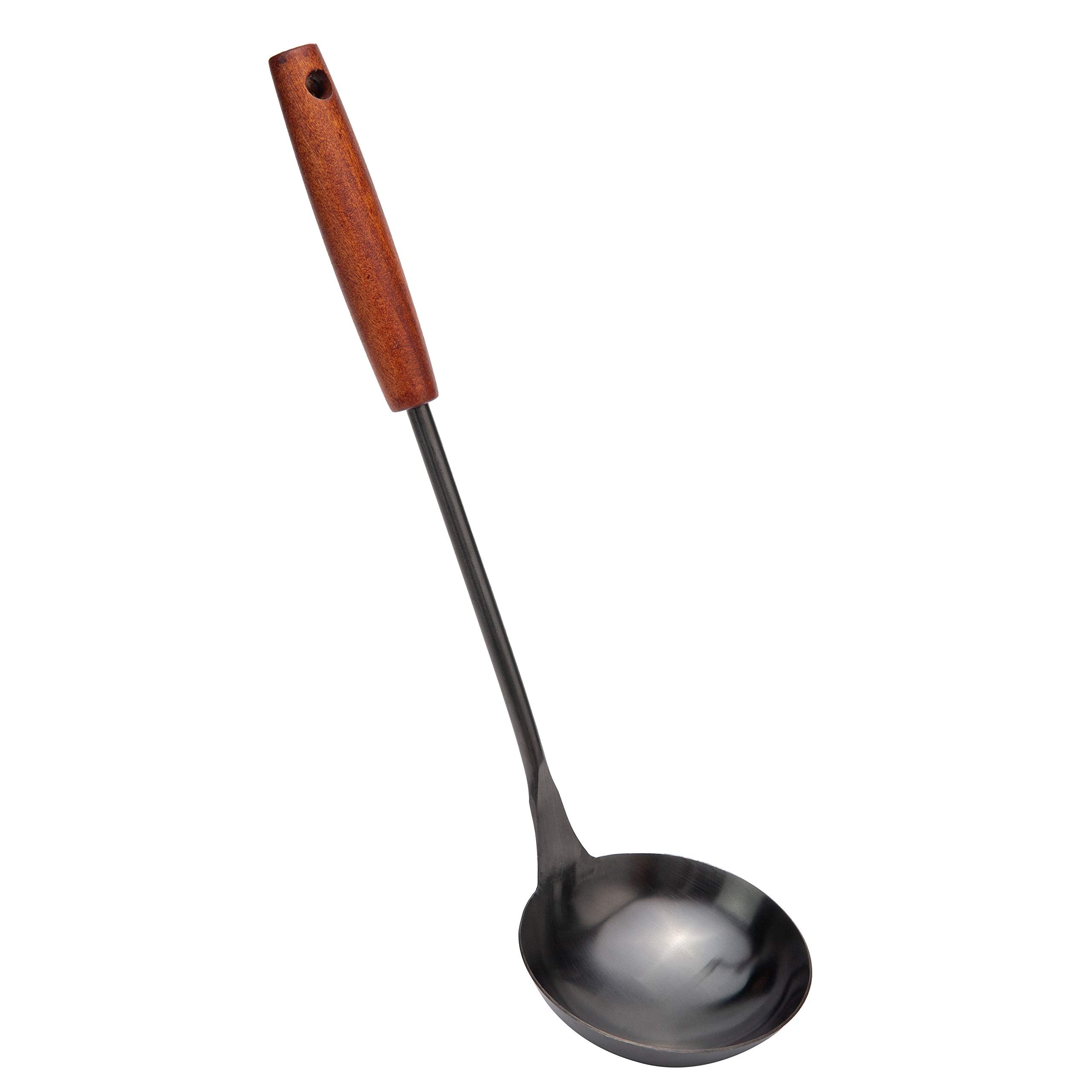 Soup Ladle 14.2 Inches Wok Utensils Stainless Steel Soup Ladle Rust Proof Soup Ladle With Ergonomic Wooden Handle Soup Serving S