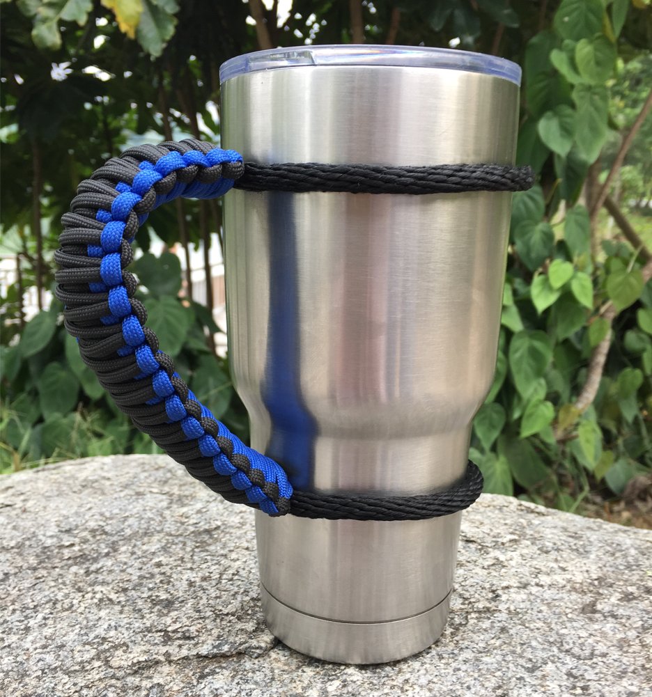 MOCE Handmade Paracord Handle for Yeti/Rtic/Ozark Trail Rambler 30 Oz Tumbler. Blue/black