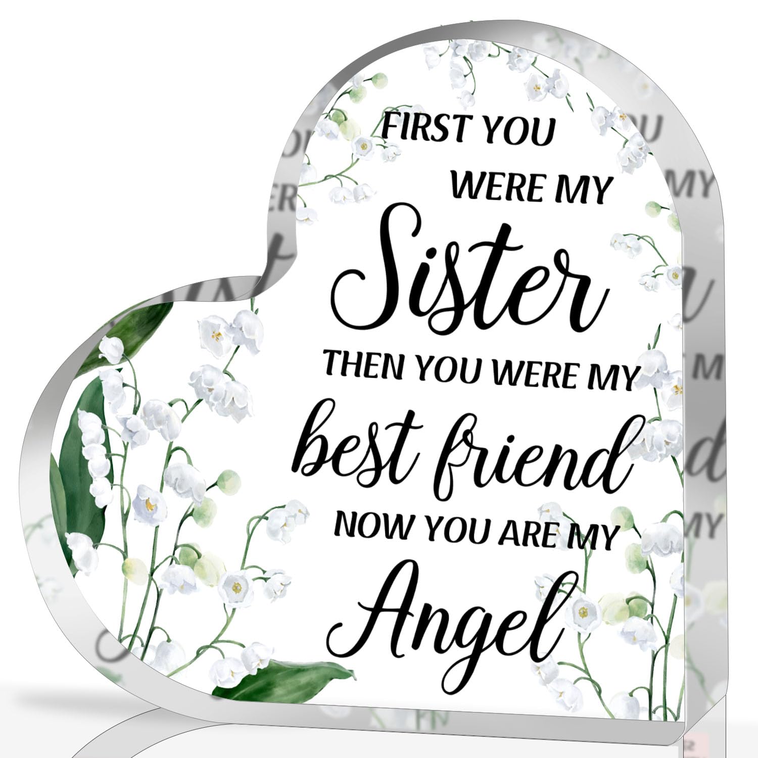 Sympathy Gifts for Loss of Sister, Memorial Gifts for Friends Female Women, In Memory of Sister Acrylic Heart Plaque, Funeral Re