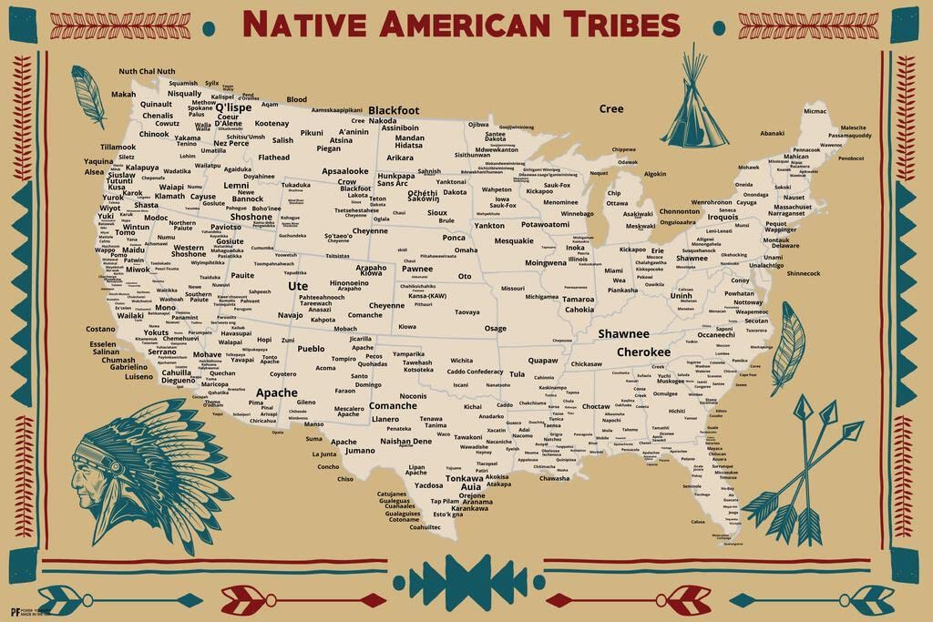 Native American Tribes State Icons Map Native Indigenous People Picture Photograph Photo Map Nation Border Wall History Movement
