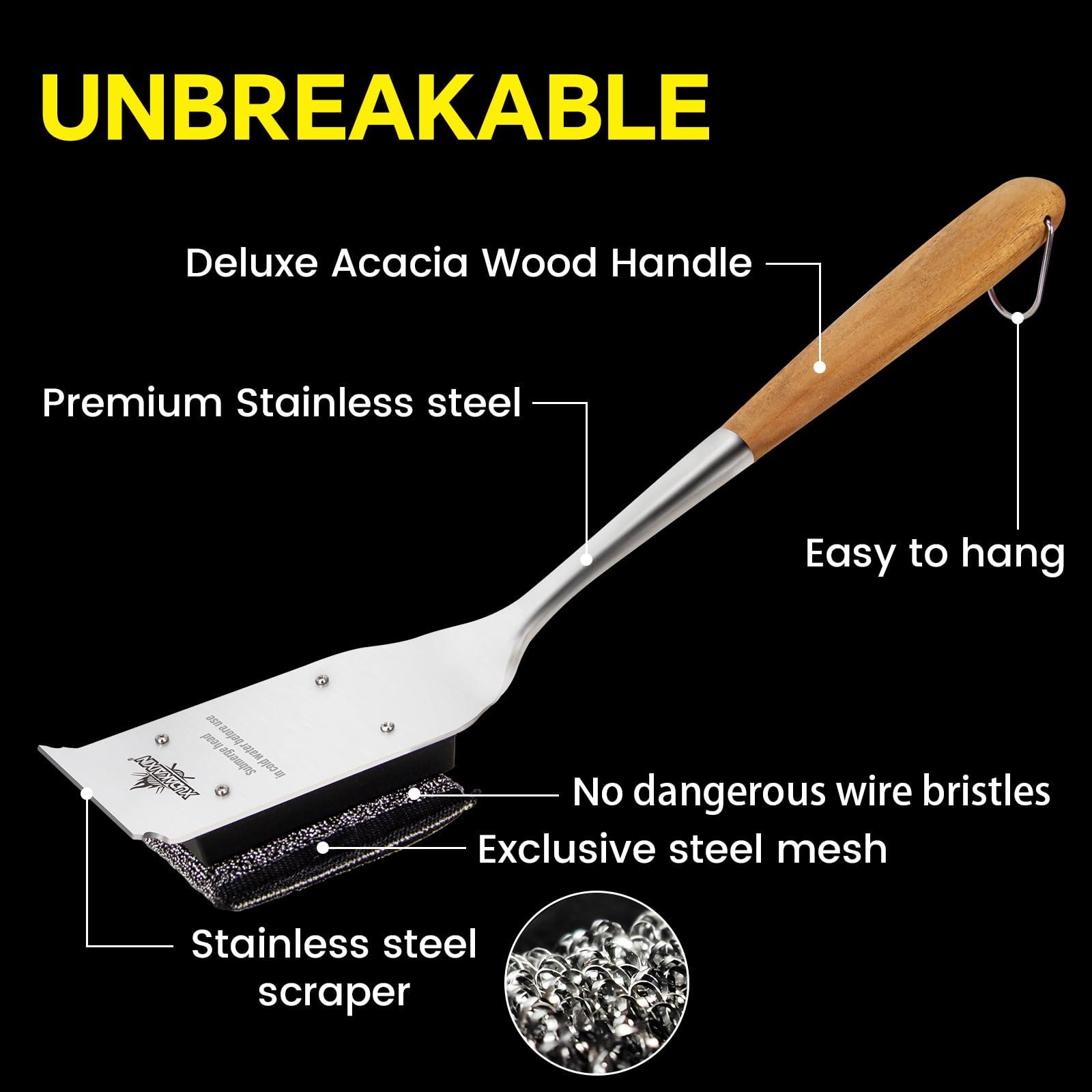 XUDAKAIXIN Grill Brush Bristle Free,Unique Steel Fibers Pad [Safe & Efficient] Perfect for Any Grill/Flat Tops Griddles,Safe Gri