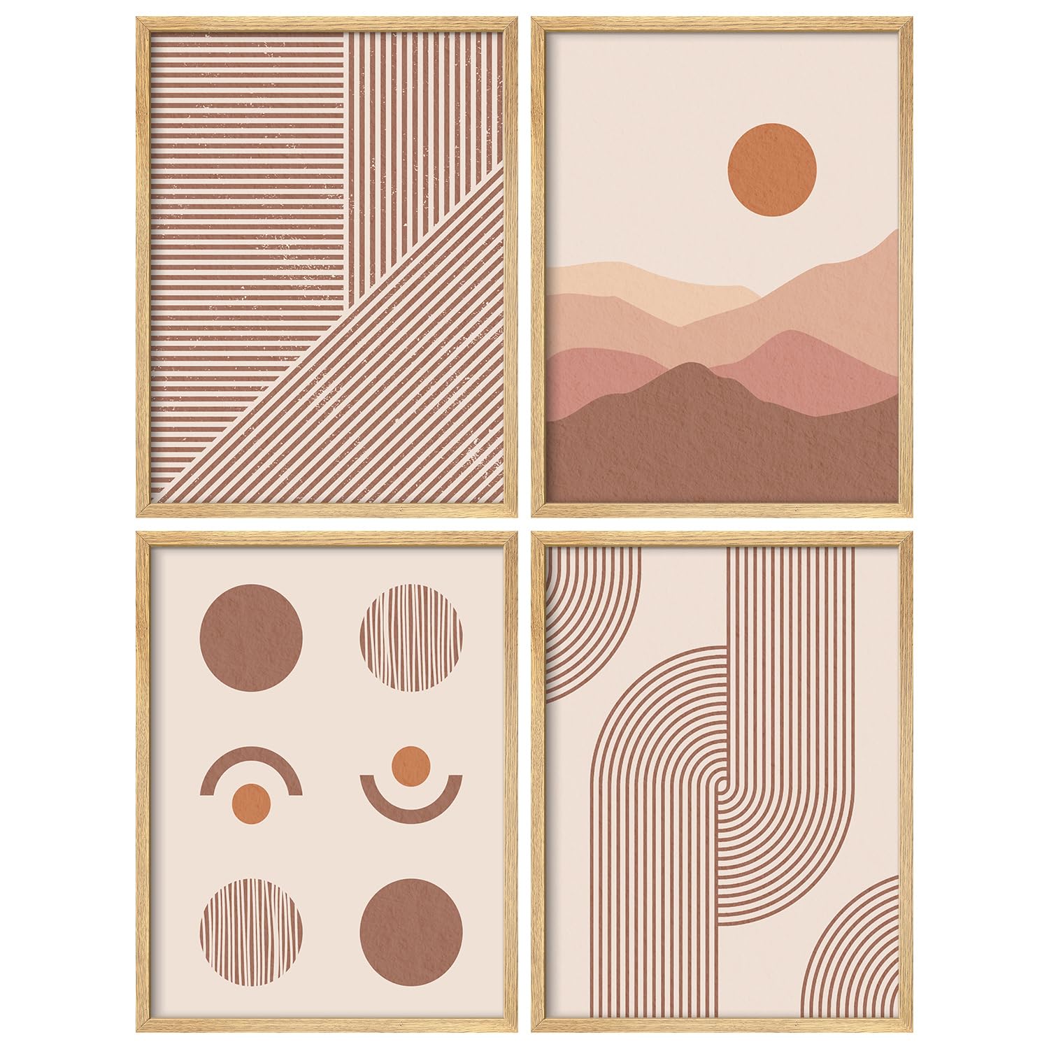 Signwin Framed Poster Set Abstract Red And Pink Modern Geometric And Minimalist Illustrations Modern Art Decorative Minimalist M