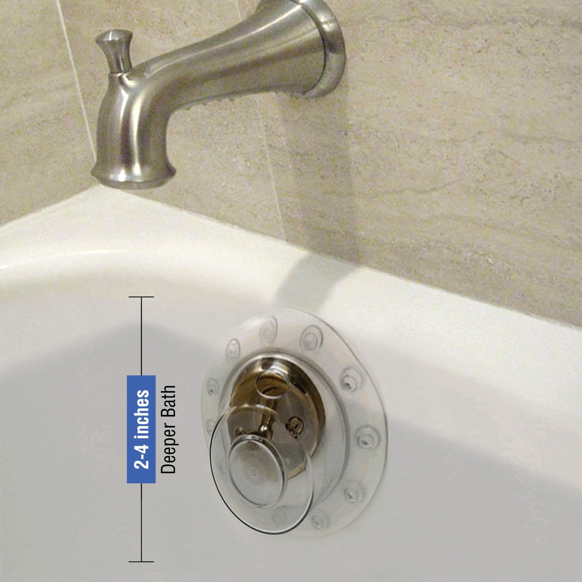 Overflow Drain Cover, 4 Inch Diameter, Enjoy A Deeper Bath, Fits Most Bathtubs Drain Covers