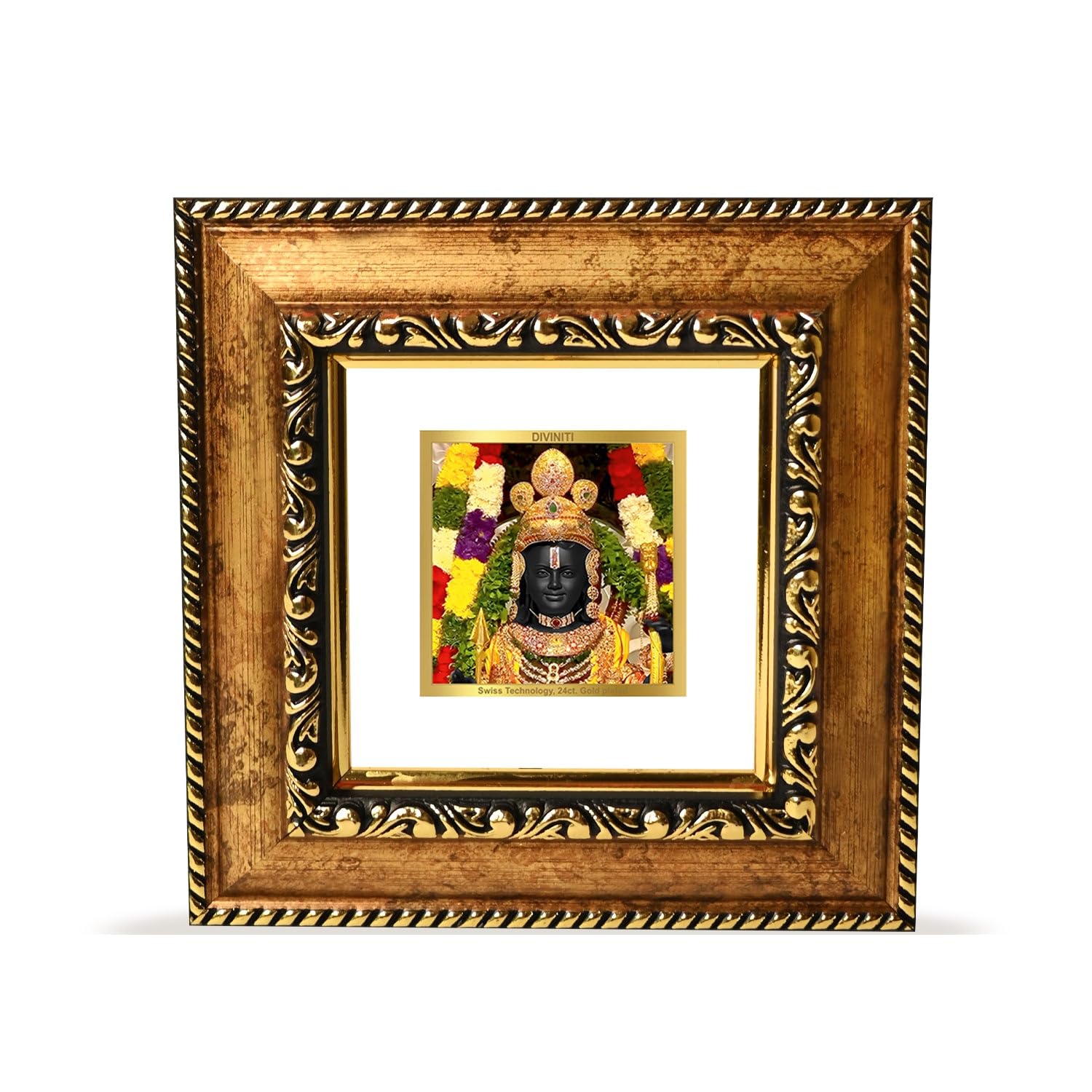 Diviniti 24K Gold Plated Ram Lalla Photo Frame For Home Decor, Table Tops & Puja Room | Dg Frame 105 Size 1A With 24K Gold Plate