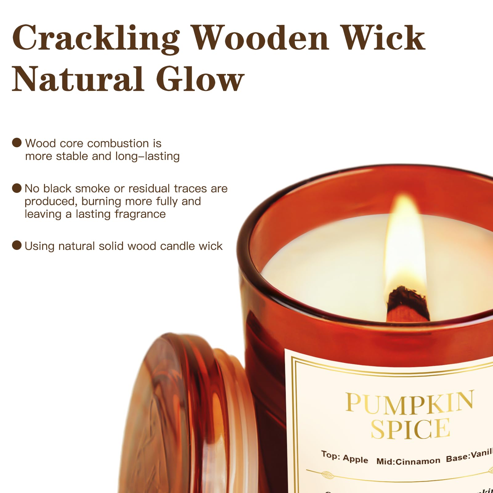 Fall Candle Gift Set -2 Pack Wooden Wick Pumpkin Spice Scented Candles,22.6 oz Natural Soy Wax Candles with Gift Box,Long Lastin