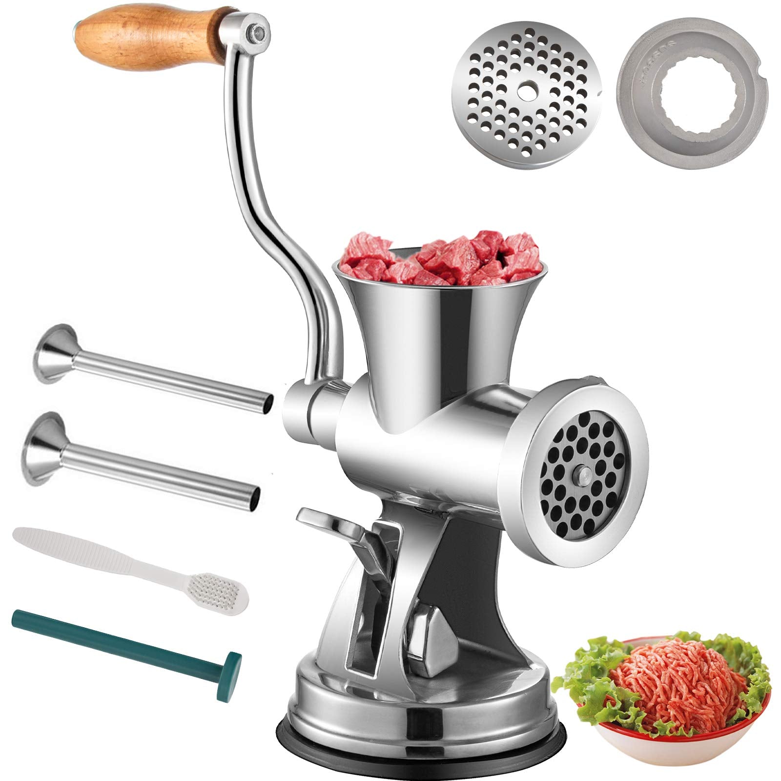 Vevor Meat Grinder Manual 304 Stainless Steel Hand Operated Meat Grinder Multifunctional Crank Sausage Maker Coffee Powder Grind