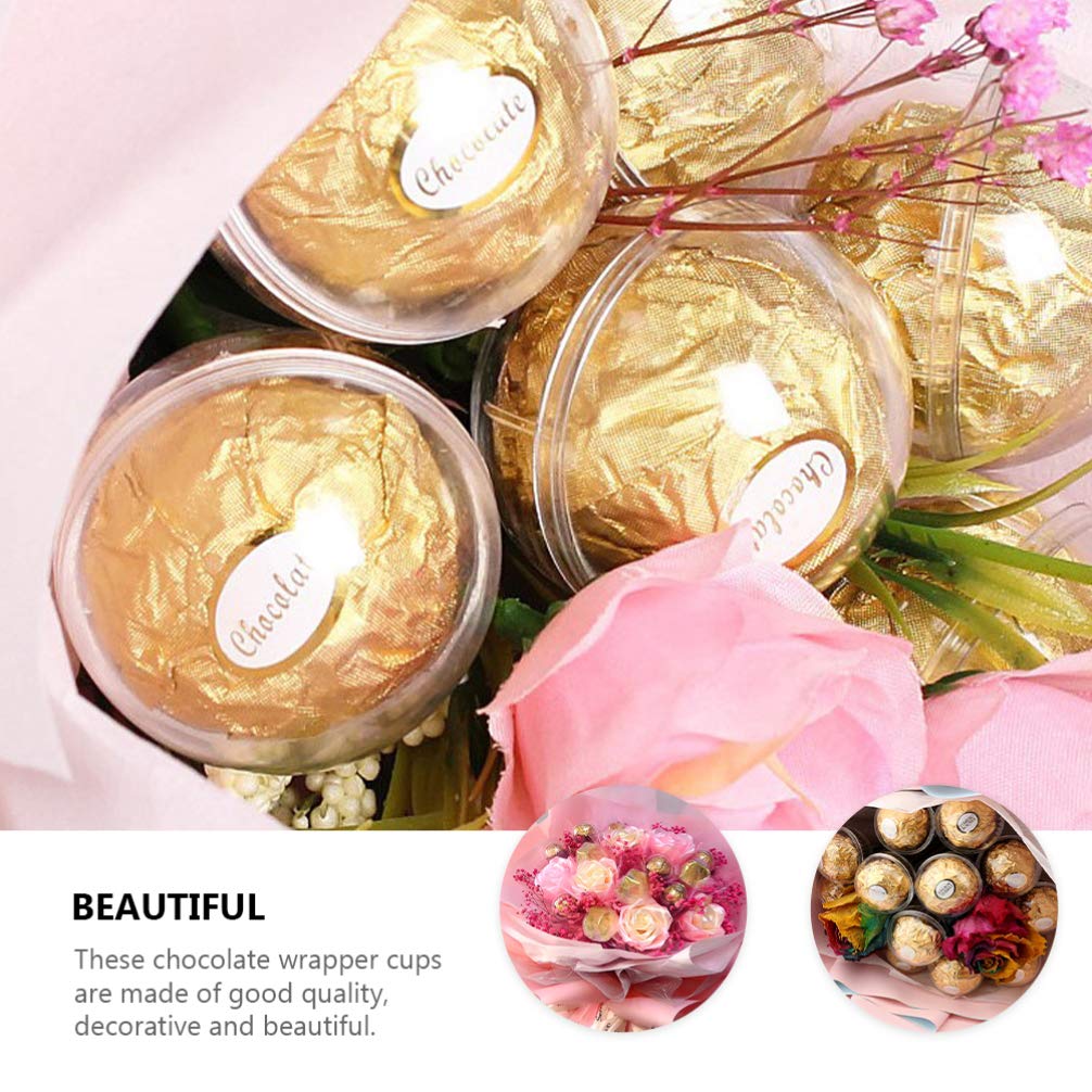 25Pcs Clear Chocolate Box Holder Truffle Wrappers Plastic Chocolate Candy Cups Mini Cupcake Muffin Holders Valentines Day Wrappi