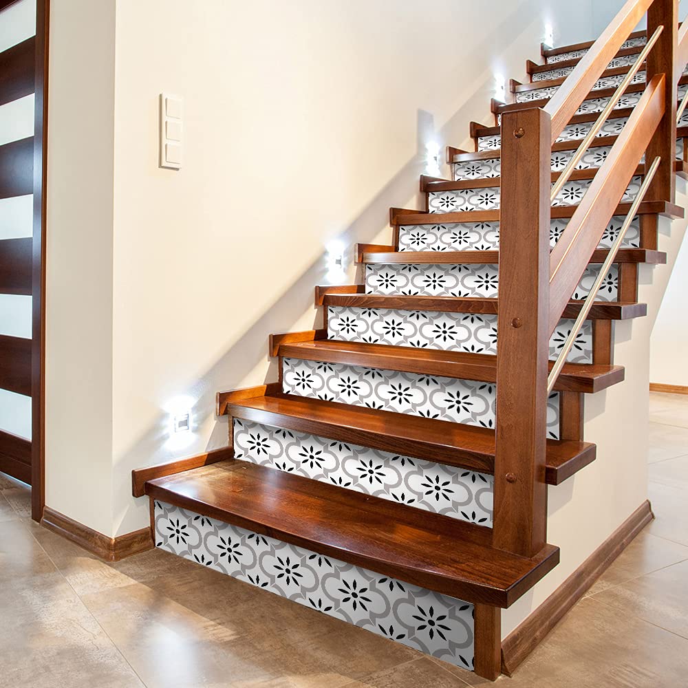 Funlife 14 Strips Peel And Stick Stair Risers Stickers, Self Adhesive Vinyl Stair Stickers Decals, Staircase Murals Decor For St