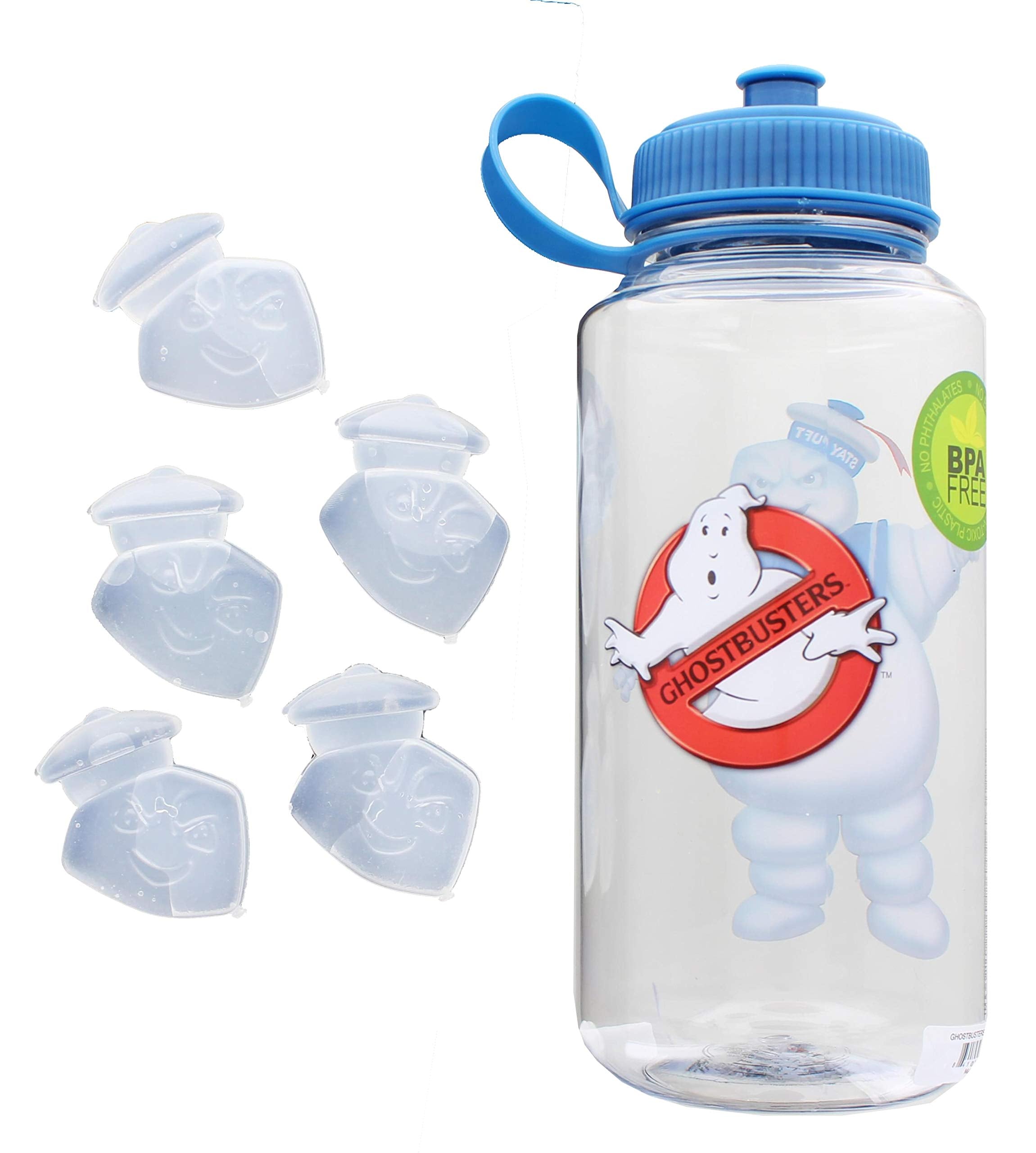 Ghostbusters Stay Puft 32Oz Plastic Water Bottle W/ Ice Cube Molds