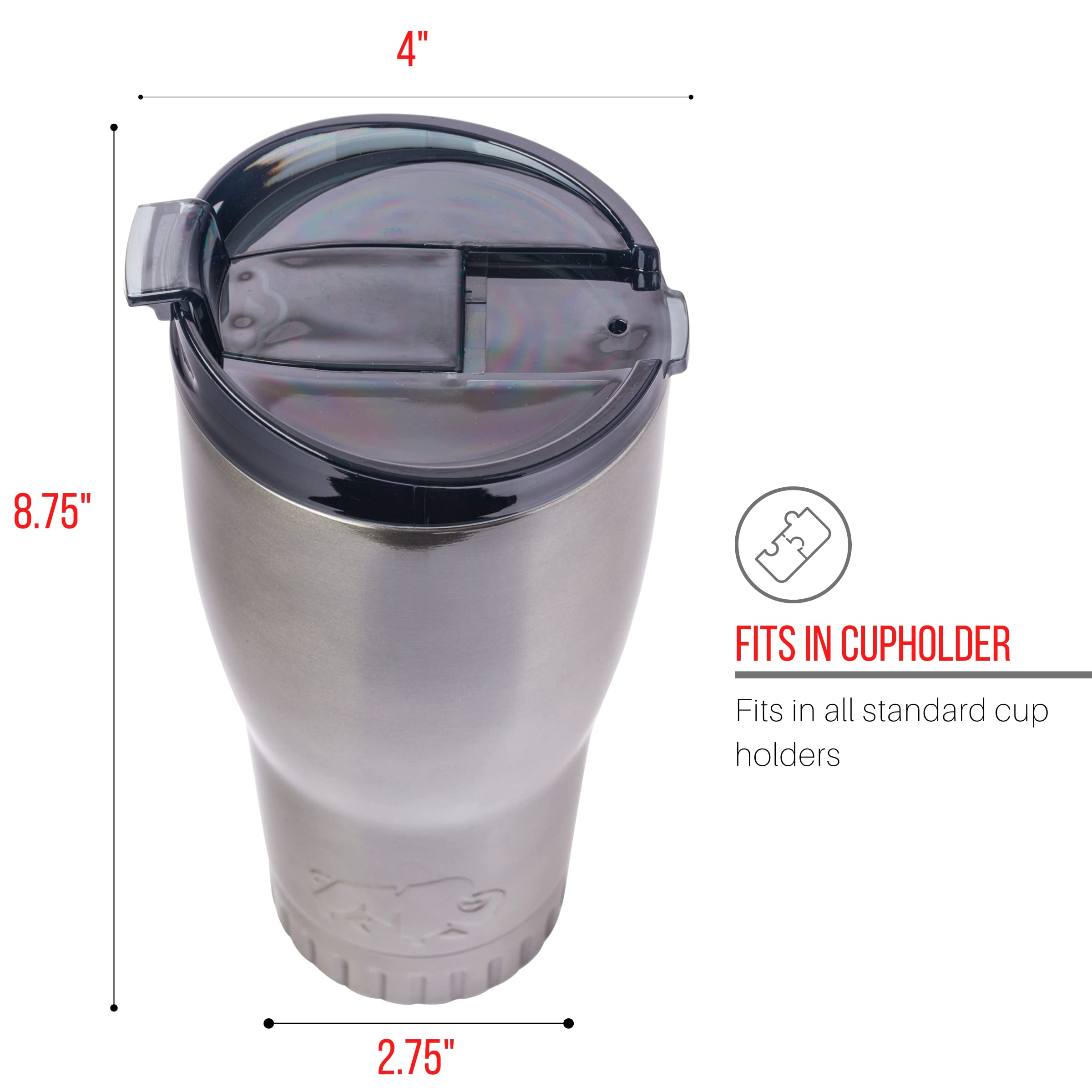 Silver Buffalo Double Walled Vacuum Insulated Stainless Steel Tumbler With Flip Top Lid Keeps Hot And Cold, Travel Coffee Mug Le
