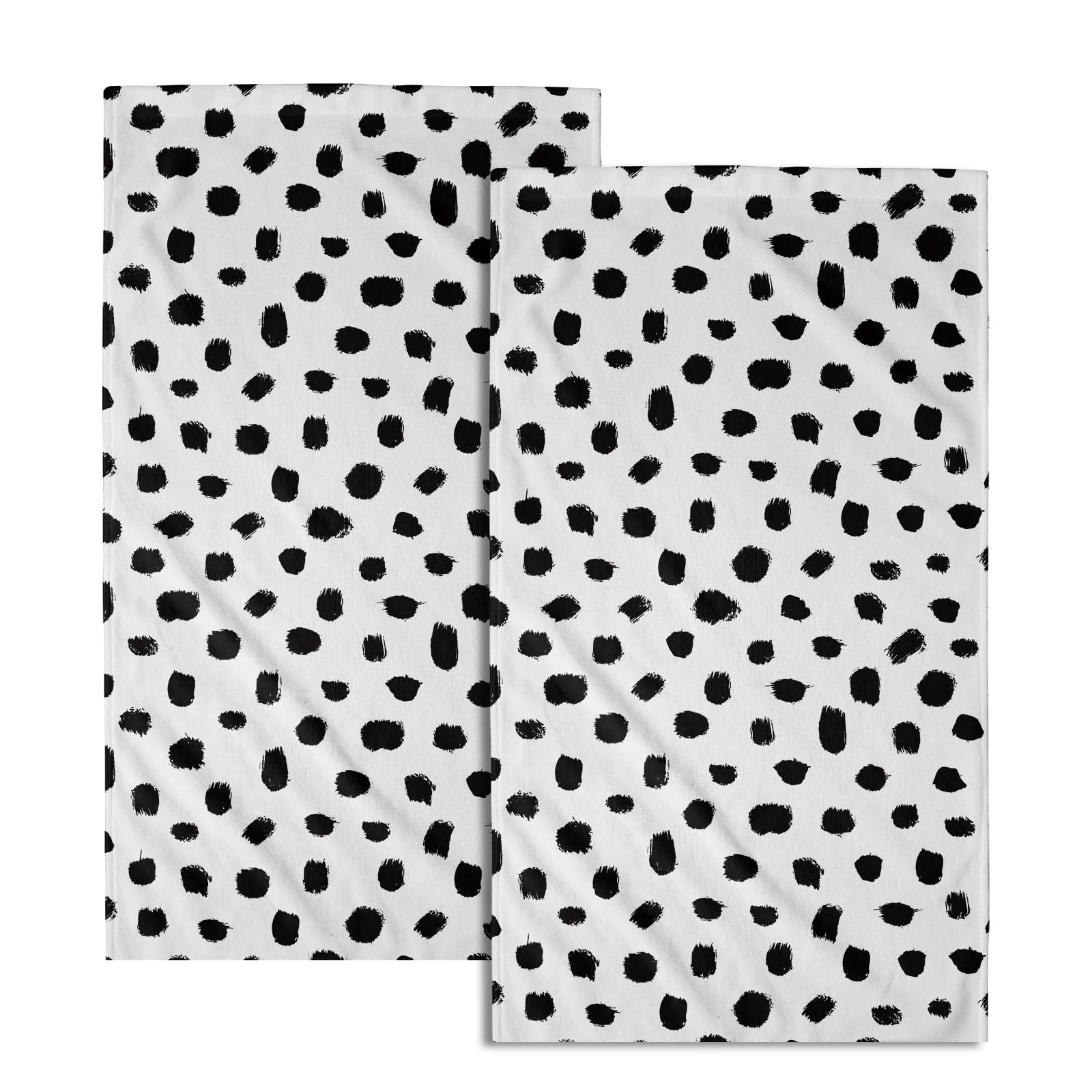 Miaoquhe Black White Polka Dot Towels Set Of 2, Boho Polka Dot Hand Towels For Bathroom 14''X28'' Vintage Doodle Towels Soft Abs
