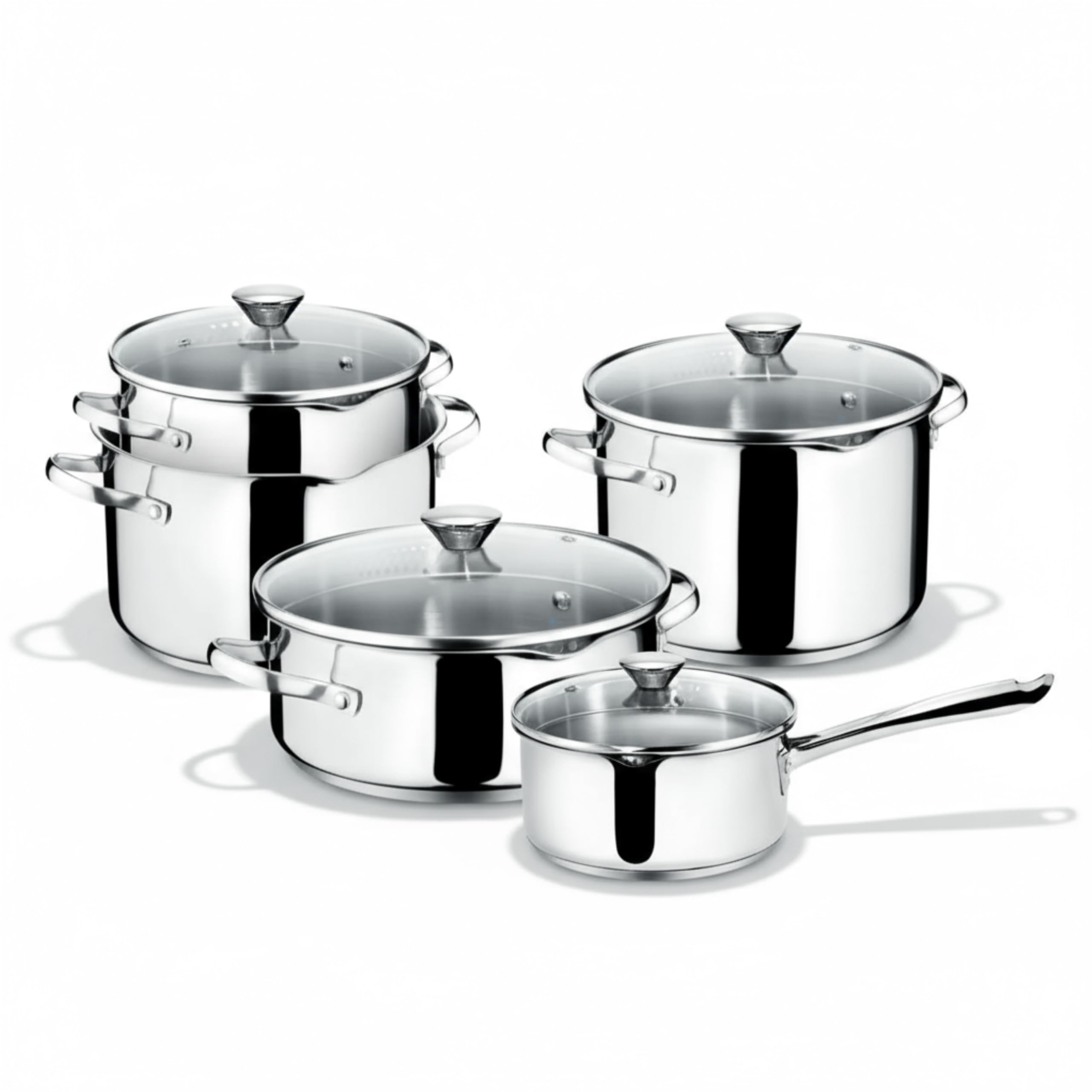 Lagostina Smart Set of Saucepans in Stainless Steel, 9 Pieces)