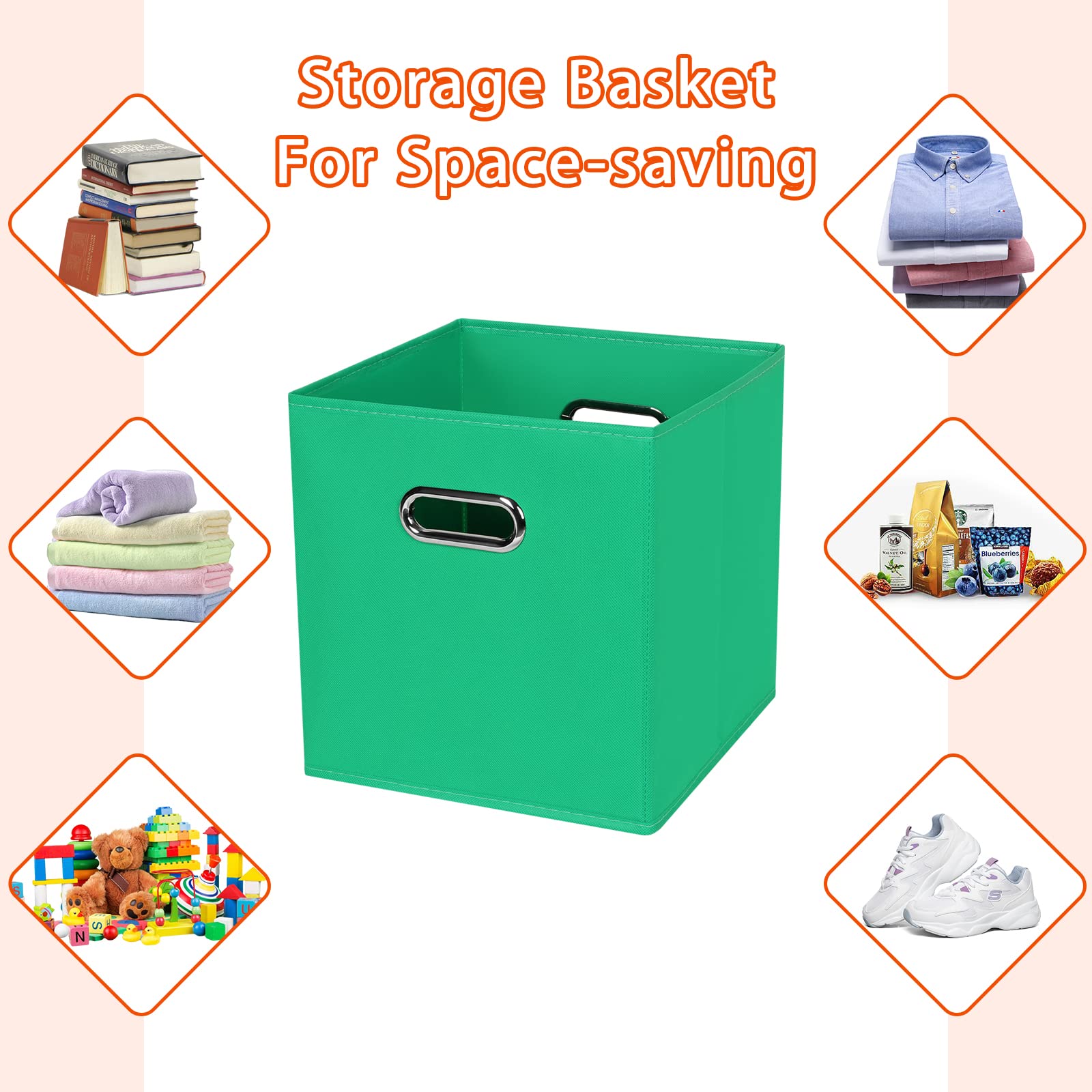 Sevendome Fabric Storage Bins,13 Inch Cube Organizer Bins ,Fabric Organizer Bins Foldable Storage Bins Basket With Dual Handles