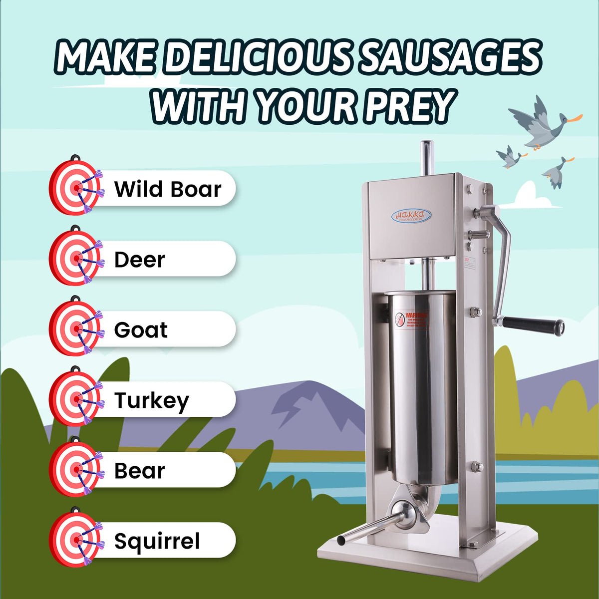 Hakka 11 Lb/5 L Sausage Stuffer 2 Speed Stainless Steel Vertical Sausa ...