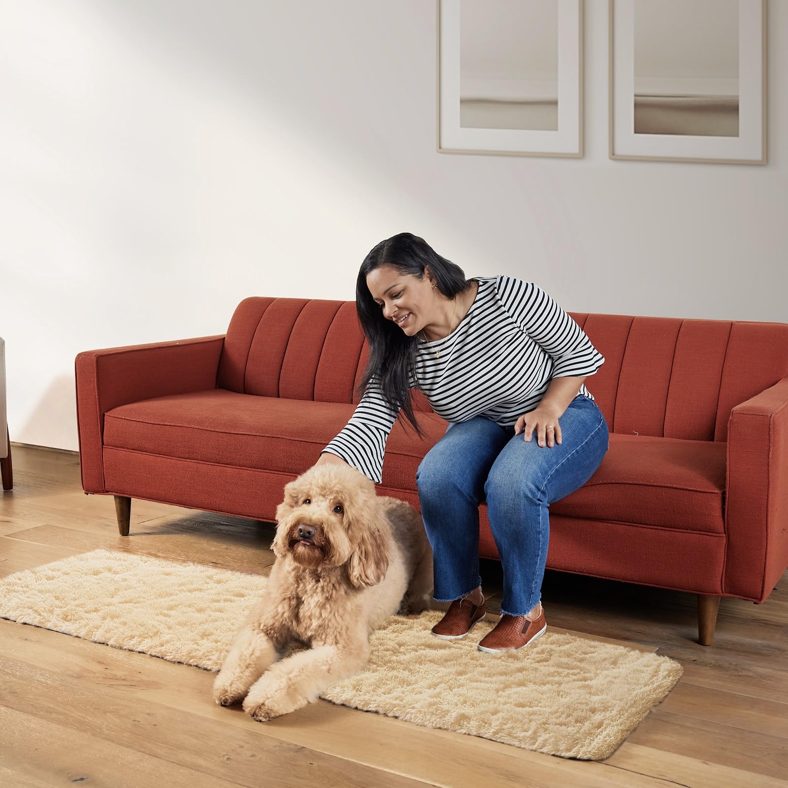 Ophanie Runner Rug for Hallway, 2x6 Upgrade Non-Slip Fluffy Soft Bedside Rugs, Bedroom Living Room Beige Shaggy Carpet for Kids