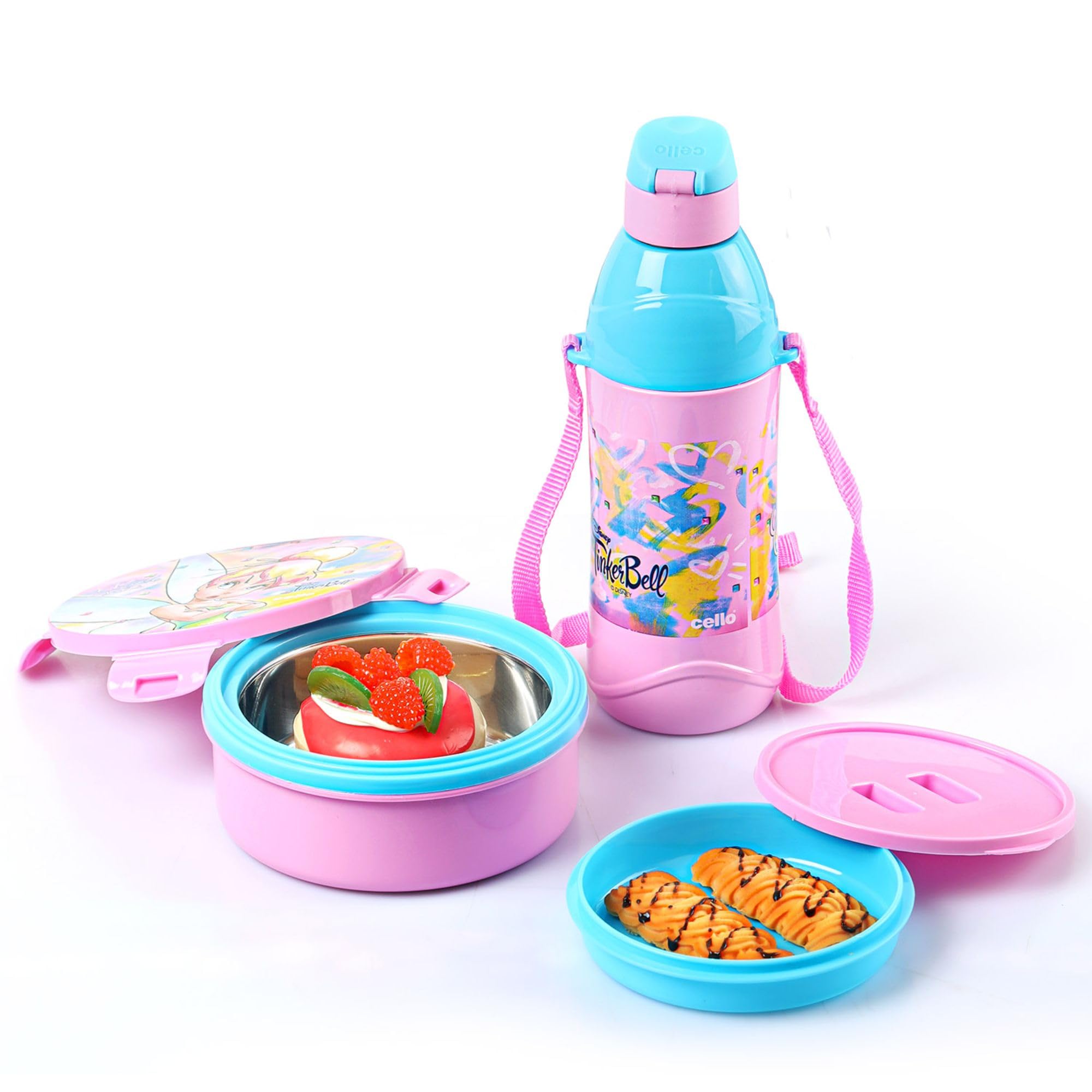 Cello Tiffy Gift Set Insulated Lunch Box + Water Bottle Inner Steel (Tinker Bell)