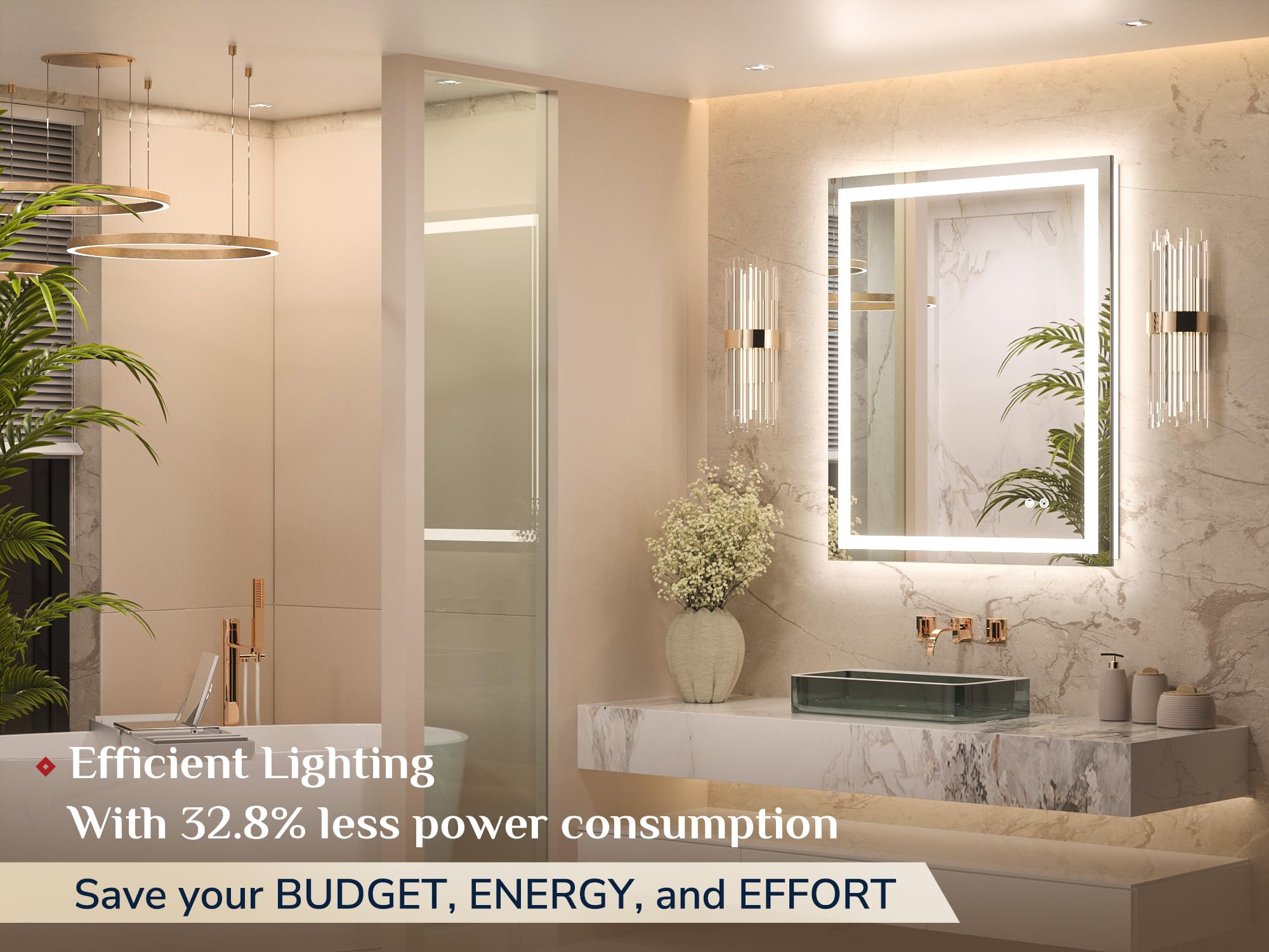 Keonjinn Led Mirror For Bathroom 28 X 36 Inch, Frontlit & Backlit Bathroom Vanity Mirror With 3 Color Lights, Stepless Dimmable