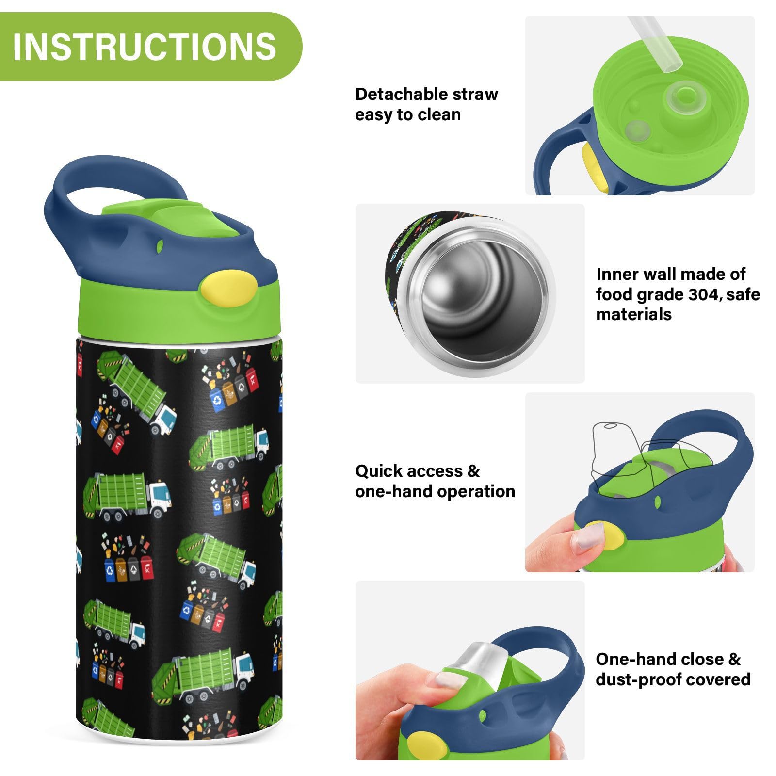 Stainless Steel Water Bottle For Kids- 12 Ounce Stainless Steel Vacuum Insulated Water Bottle For Kids Children,Double Wall Vacu