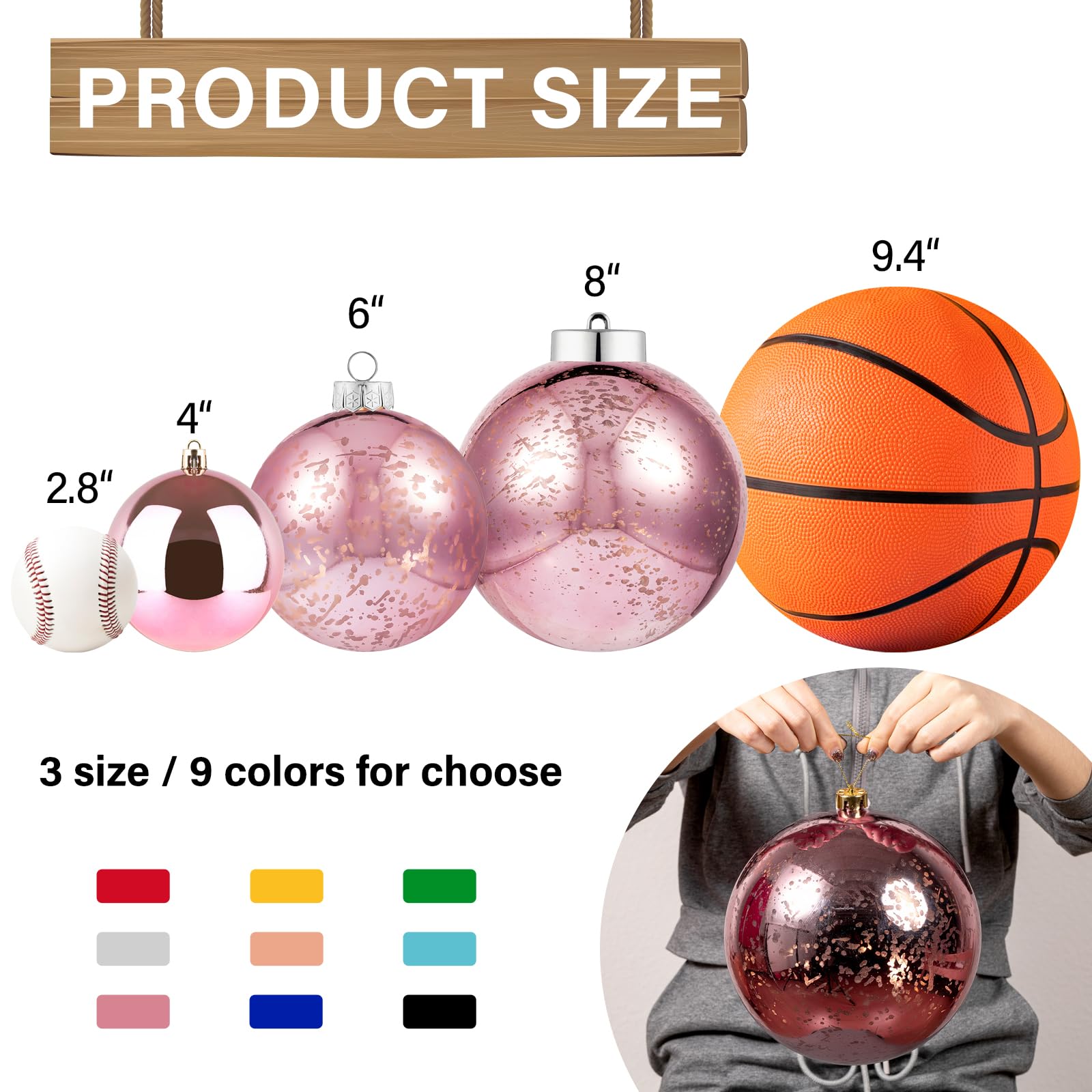 XmasExp 8in Large Christmas Ornaments Christmas Ball Ornaments Giant Tree Decoration Shatterproof Decorative Hanging Balls for H