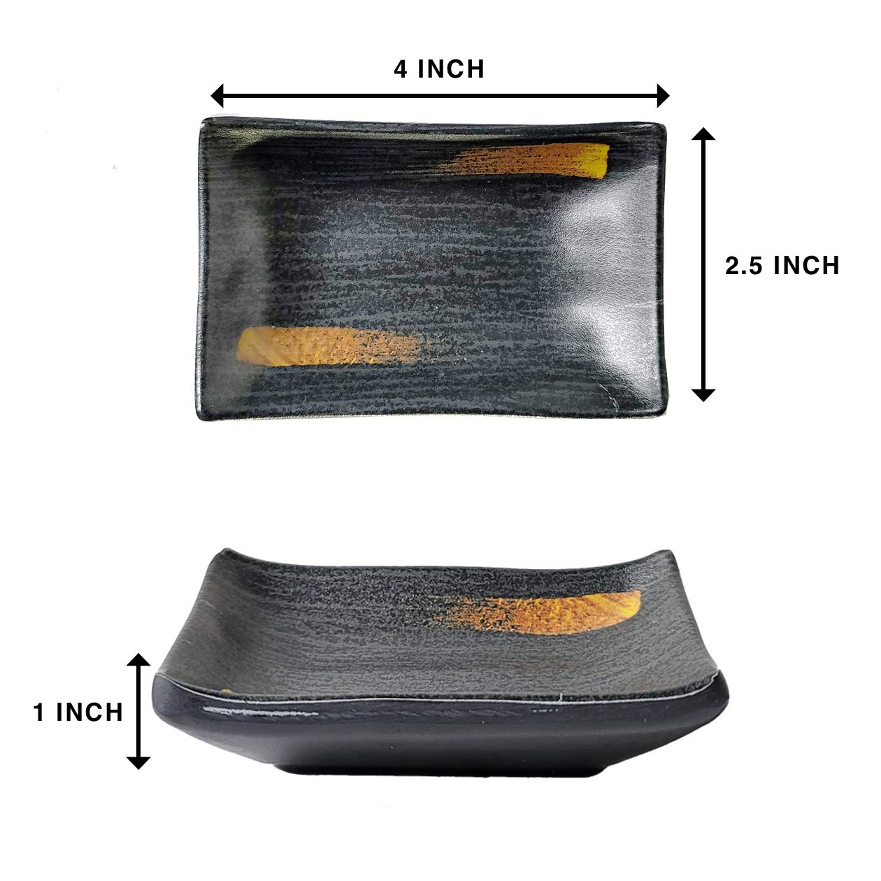 Happy Sales Hsmsp-Gldbru, Japanese Style 6 Piece Perfect Sushi Set For Two Melamine Sushi Plates Sauce Dish And Chopsticks Dinne