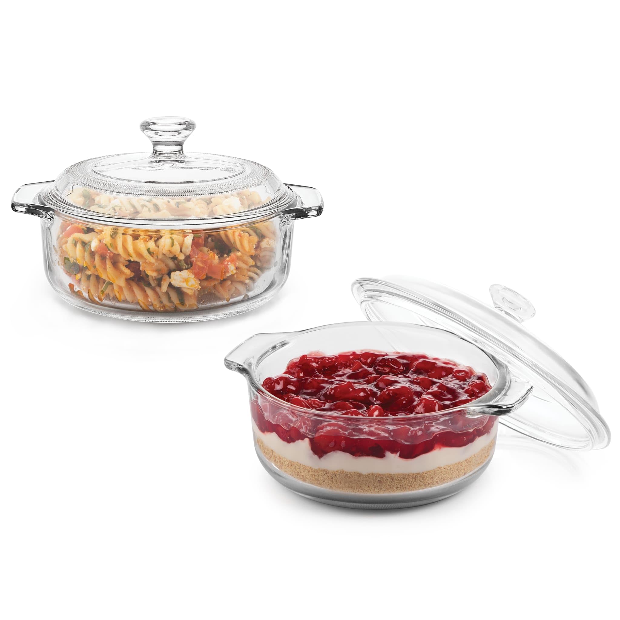 Libbey Bakers Basics 2 Piece Glass Casserole Baking Dish Set with Glass Covers