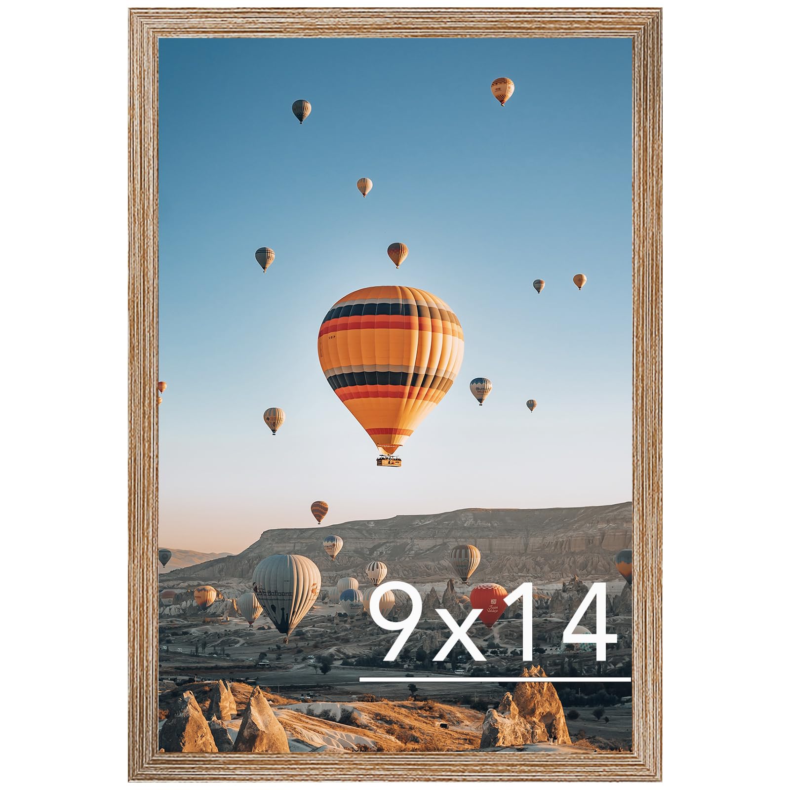 JCJMY 9x14 Picture Frame Rustic Brown for Wall Hanging, Wall Mounting Horizontally or Vertically, 9 x 14 Wall Gallery Poster Pho