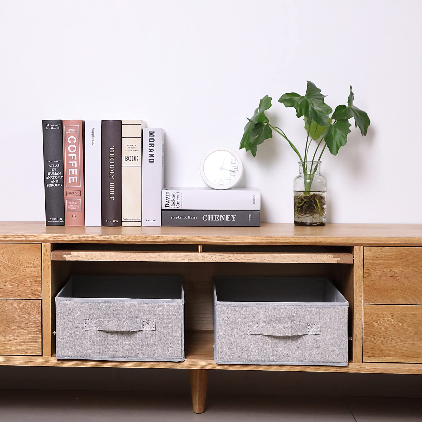 Bomkee Clothings Collapsible Storage Bins, Foldable Organizers And Storage Baskets Cube Storage Bin For Bedroom Living Room (4 P