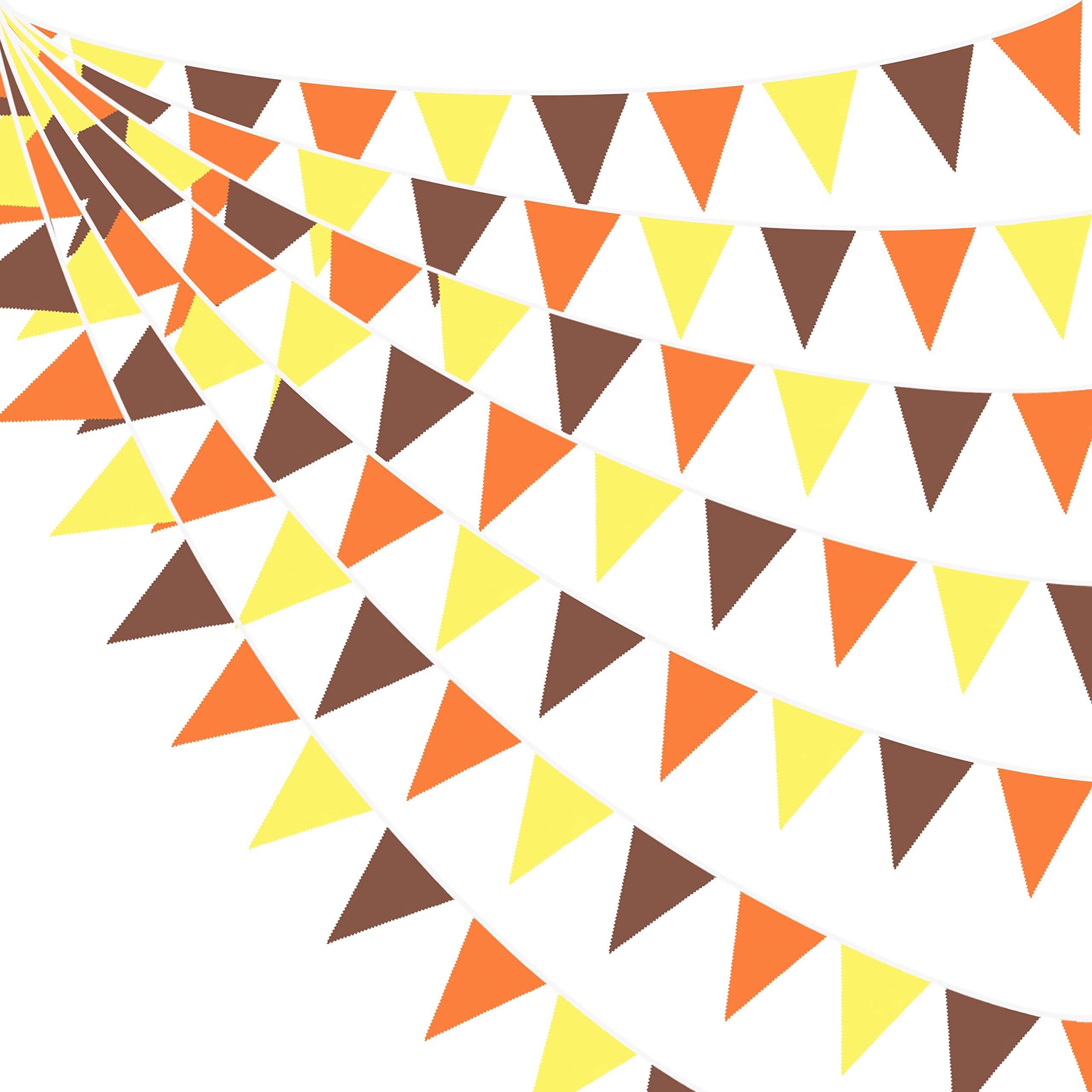 32Ft Orange Yellow Brown Fall Pennant Banner Fabric Triangle Flag Bunting Garland For Autumn Thanksgiving Wedding Birthday Outdo