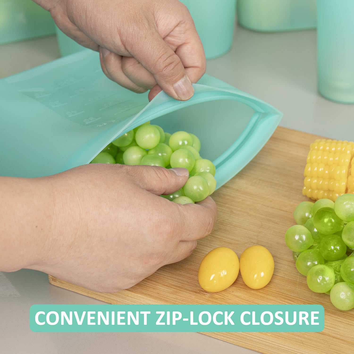 Annaklin Reusable Food Bags, 8 Pack 100% Silicone Food Storage Bags Stand Up Zip Silicone Bags For Food Container, Freezer Micro