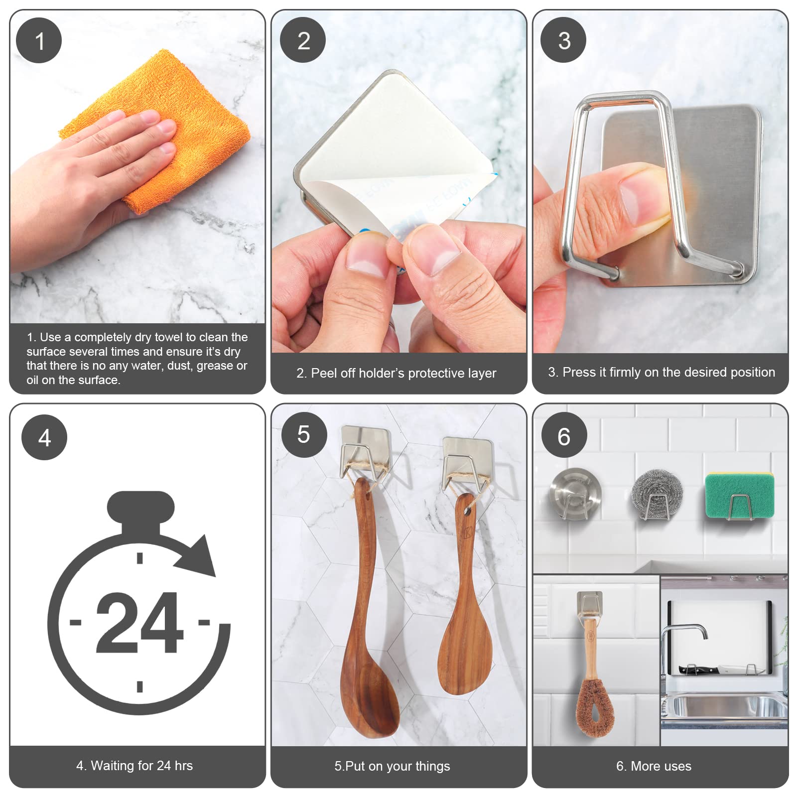 Visengure Sponge Holders For Kitchen Sink 2 Packs, Slivery 304 Multifuctional Stainless Steel Holder, 3.3 Lbs Capacity