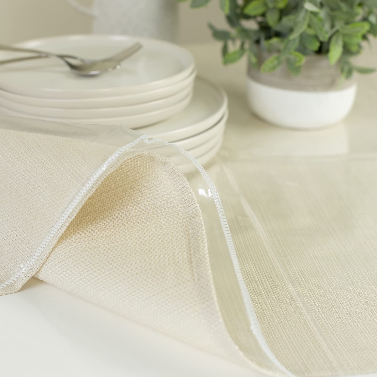 Benson Mills Heavy Duty Clear Plastic Tablecloth Protector, 100% Waterproof Table Cloth, Oil Spill Proof, Table Cover For Dining