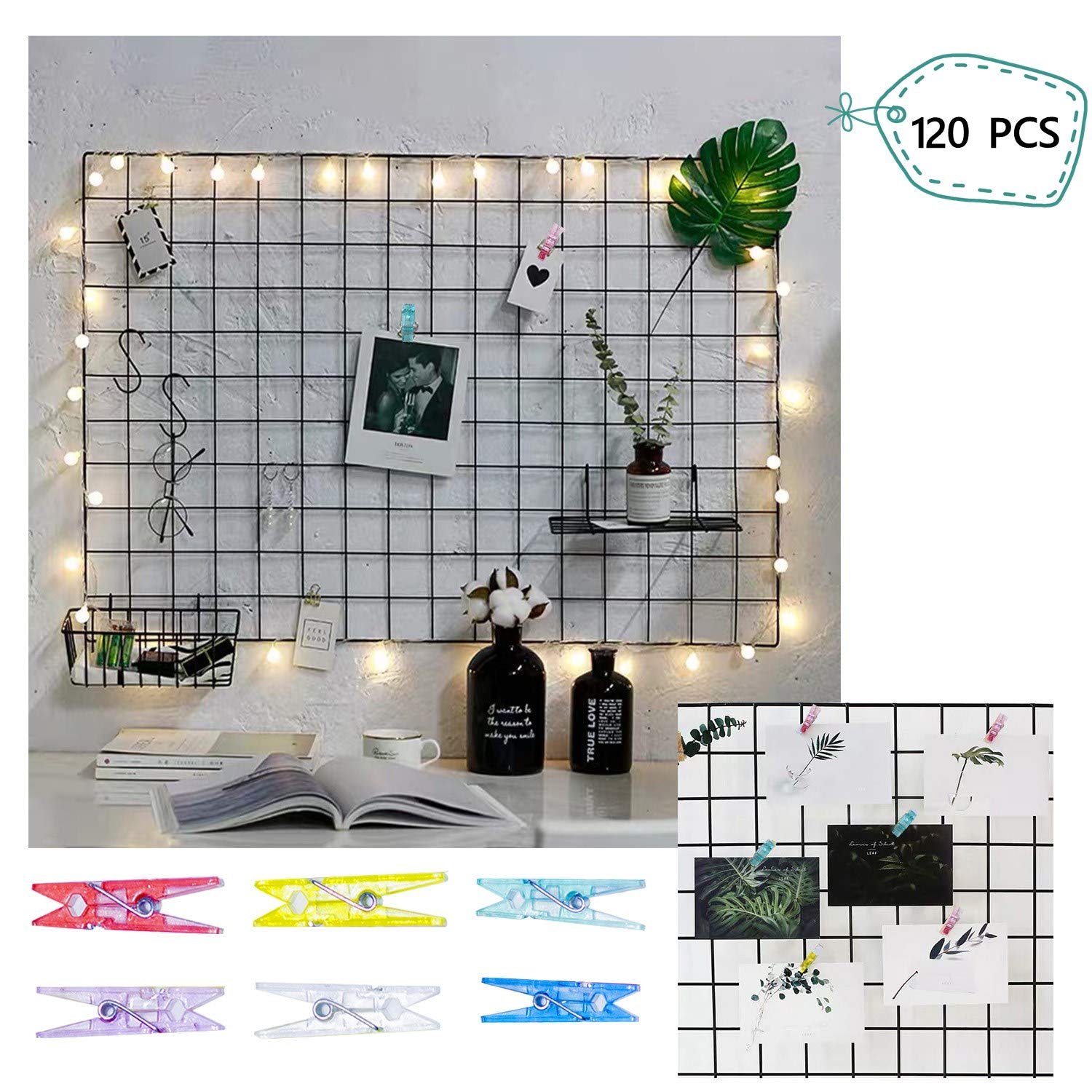 Angmln 120 Pieces Photo Clips Mini Colored Plastic Clips, Clothespins Binder Clips For Hanging String Fairy Lights Picture, Pola