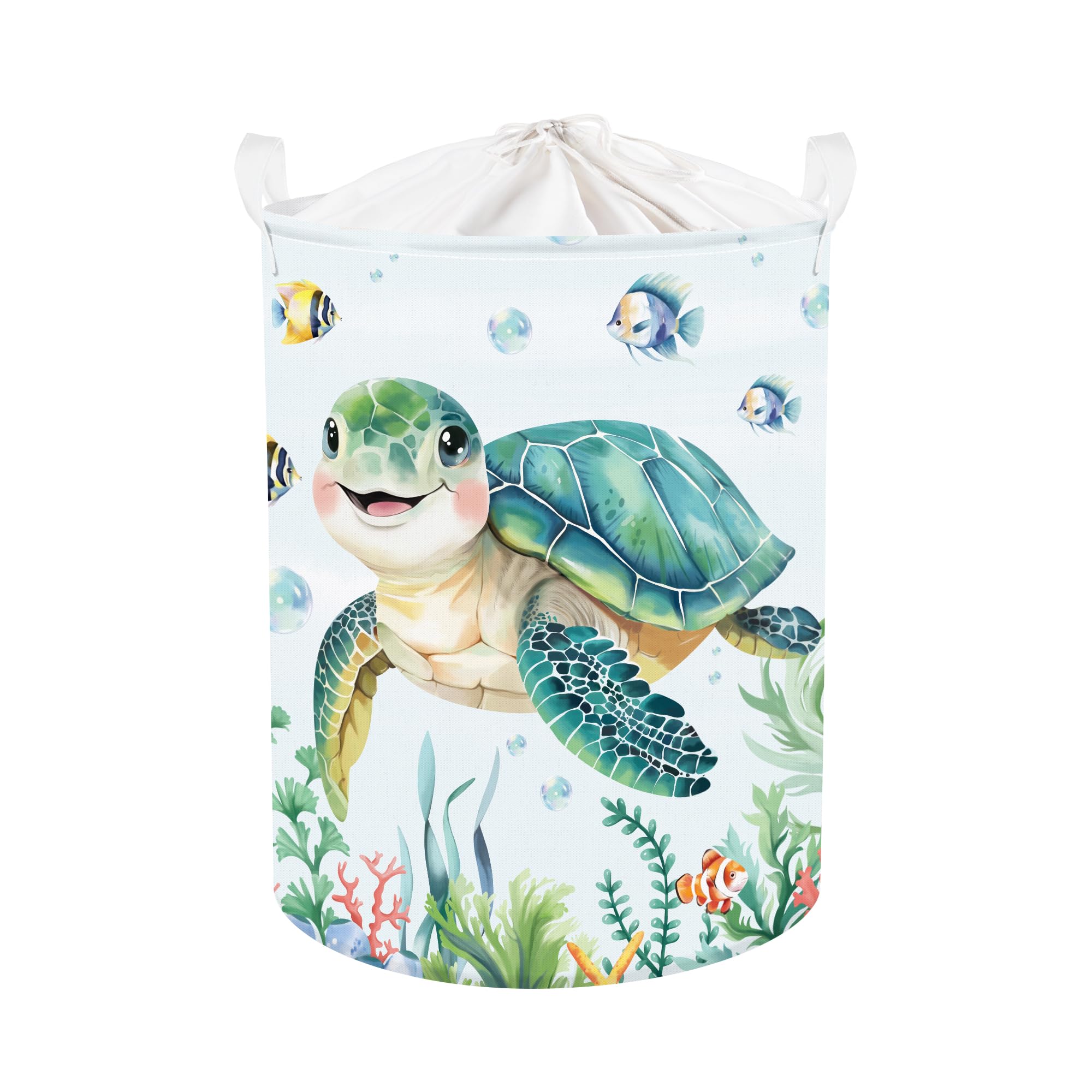 Clastyle Large Fish Sea Turtle Baby Basket Ocean Coral Seaweed Starfish Toy Book Shelf Basket Waterproof Pool Toy Beach Towel St