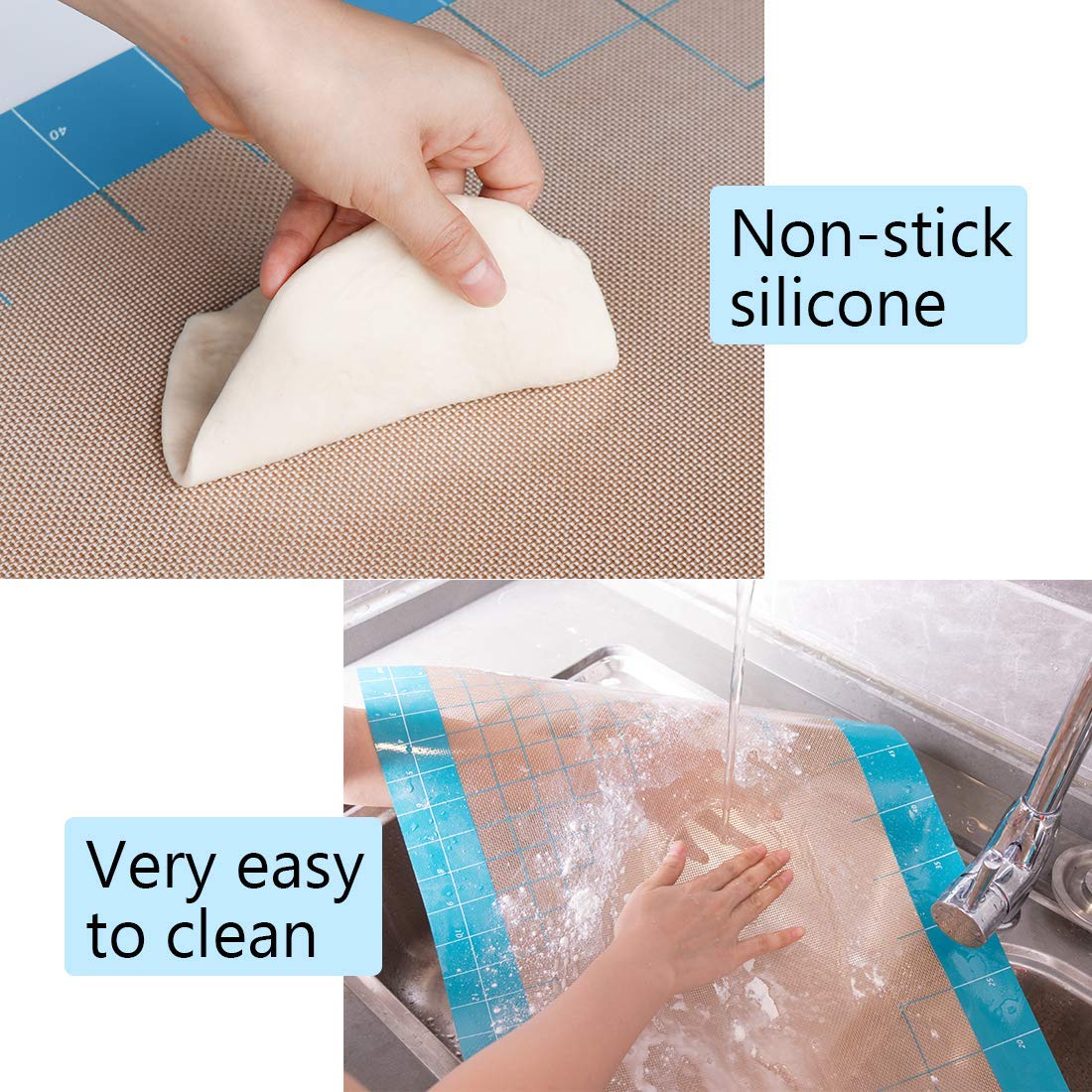 Dltsli XXL Silicone Baking Mat 36x24 inch Non-Stick Blue Pastry Fondant Dough Mat for Rolling Kneading and Baking