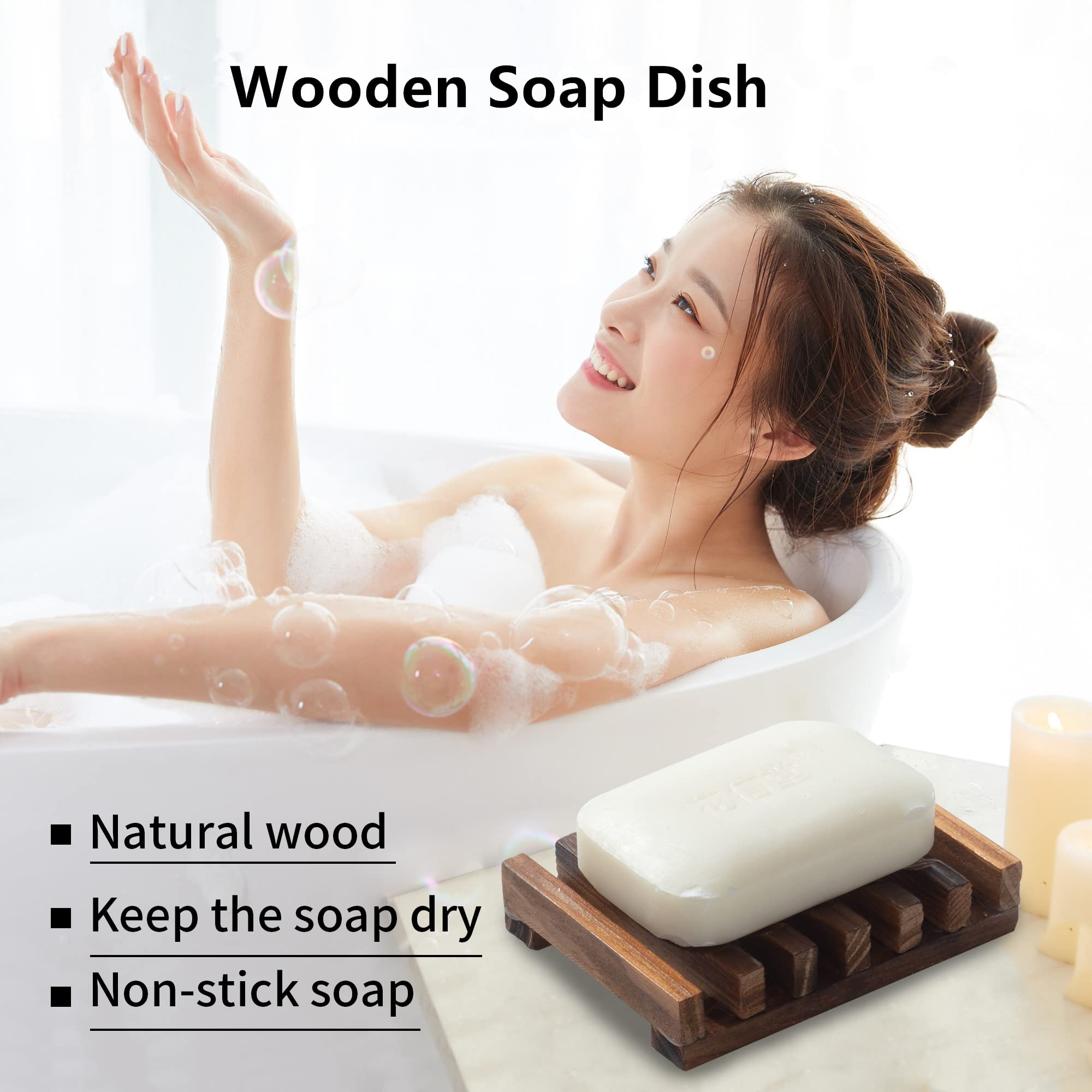 Wooden Soap Dish for Shower Set of 2 Shower Soap Holder Self draining Bar Soap Holder for Bathroom  Soap Saver Soap Tray Soap Stand for Homemade Soap  Vowupt