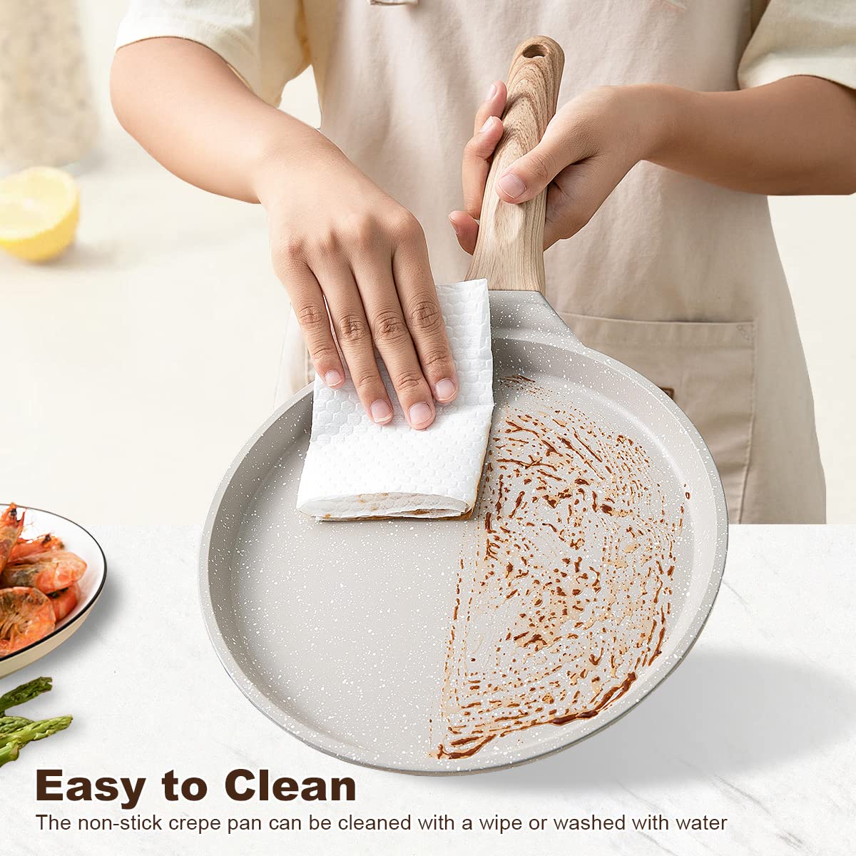 Bobikuke 10 Inch Crepe Pan, Nonstick Pan For Crepes Omelette Tortillas, Dosa Tawa Tortilla Pan, Griddle Pancake Pan For Roti Ind