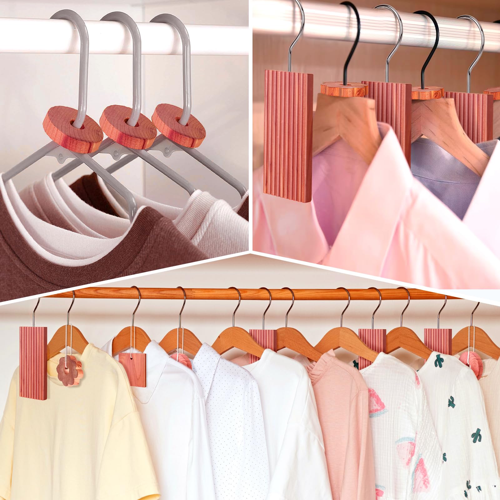 Woodever Cedar Blocks for Clothes Storage, 56 Pcs Fresh Scented Sachets with Hooks, Ideal for Closets and Drawers