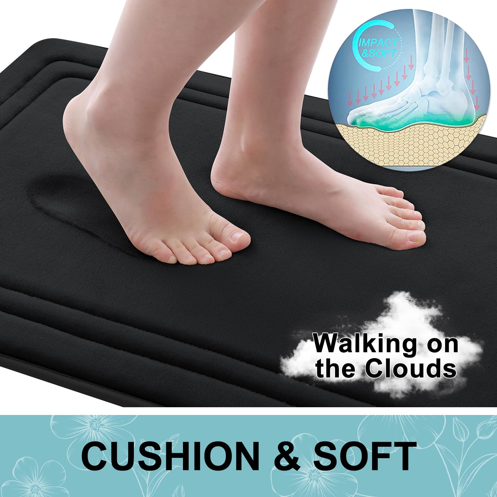 Grandaily Memory Foam Bath Mat Rug 47X24, Ultra Soft, Non-Slip And Absorbent Bathroom Rugs, Machine Wash Dry, Comfortable Bath R