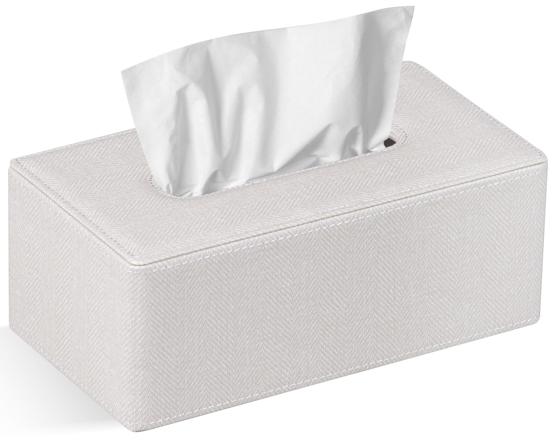Golranlye Tissue Box Cover Rectangular 9.8''(L) X 5.3''(W) X 4.3''(H) Refined Modern Pu Leather Facial Tissue Dispenser Box Hold