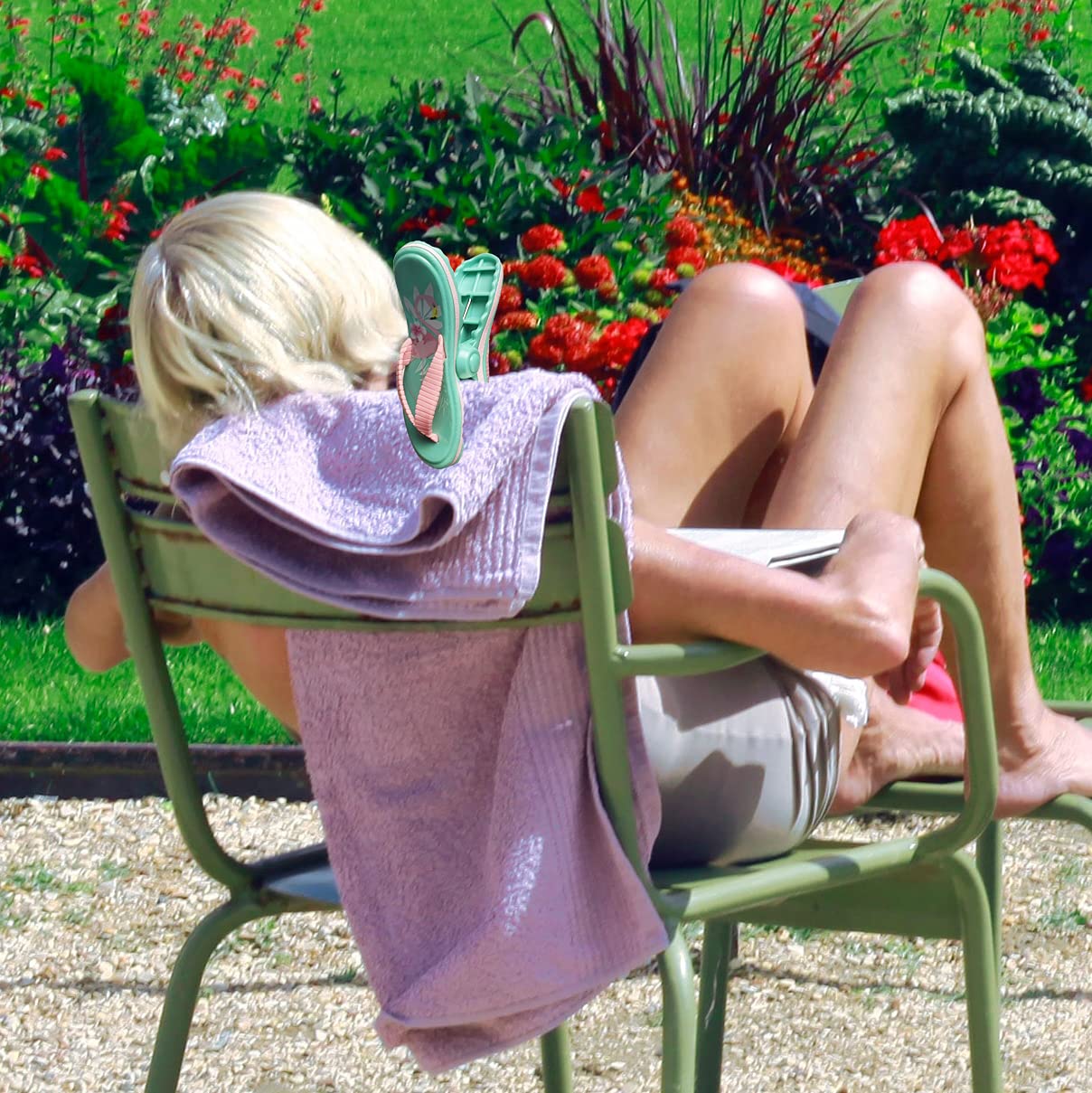 6 Pieces Beach Towel Clips, Flip Flop Towel Holders, Flamingo Chair Clips, Parrot Clips, Clothes Pins In Prefect Size For Pool L