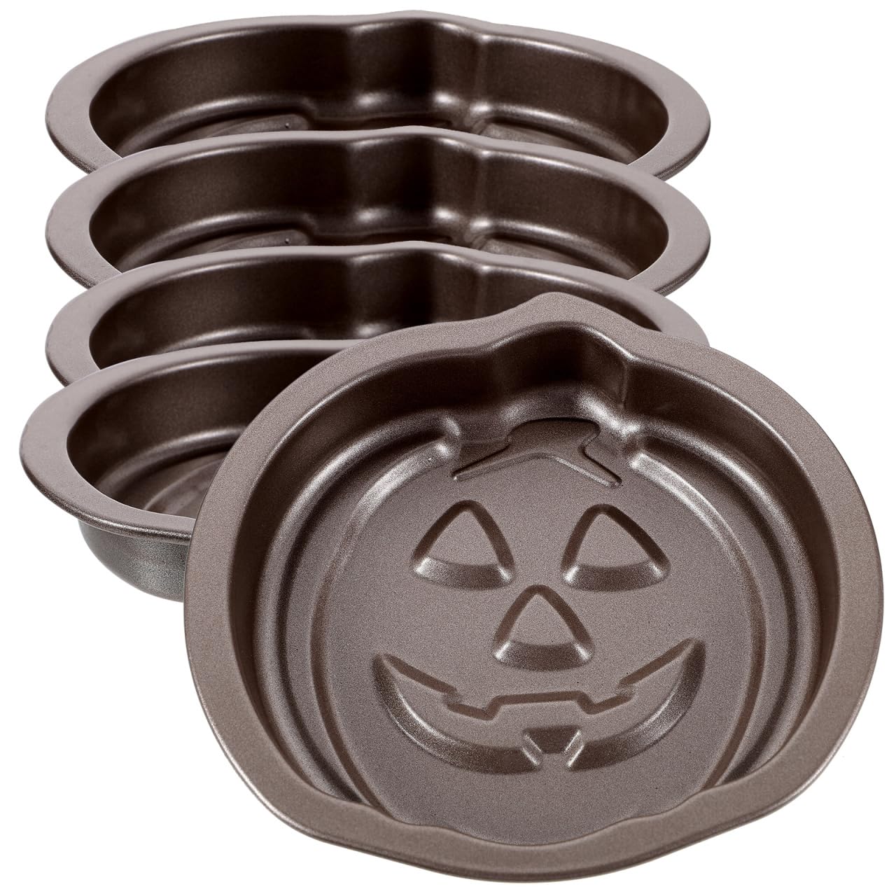 Kichvoe 5Pcs Pumpkin Shaped Cake Pan Nonstick Halloween Baking Molds Metal